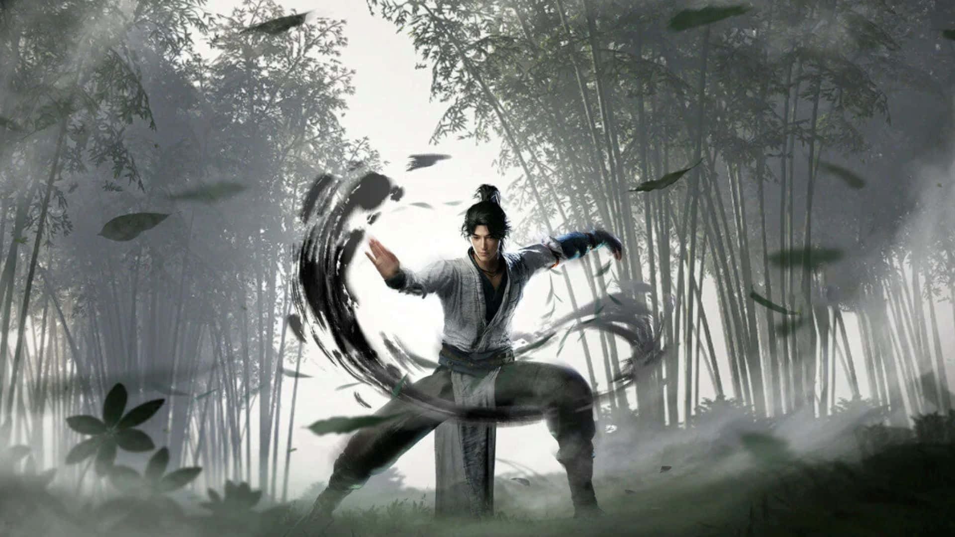 Where Winds Meet Warrior, martial artist, misty bamboo forest, Full HD Desktop Wallpaper