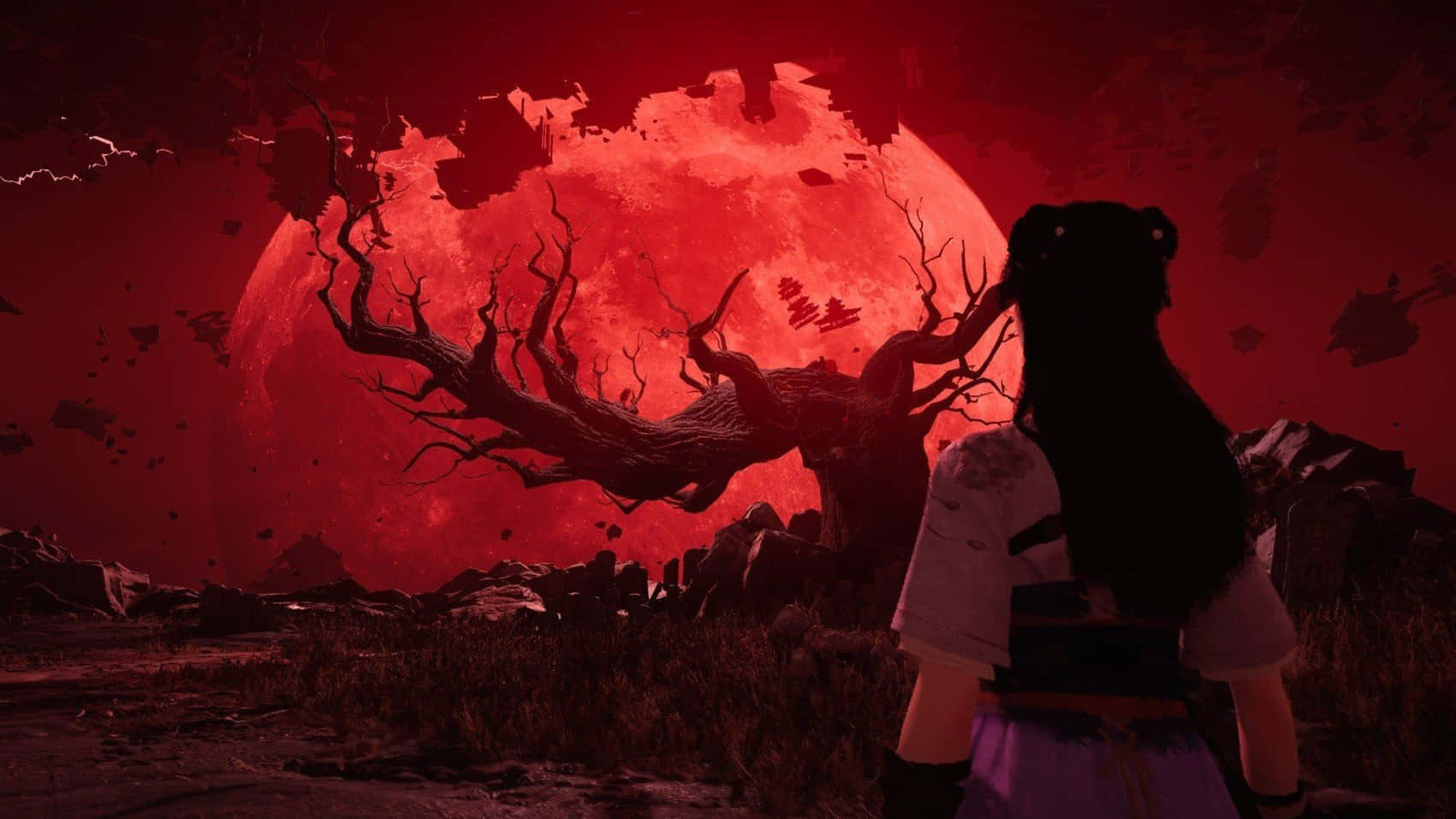Where Winds Meet, red moon, blood red moon, HD Desktop Wallpaper