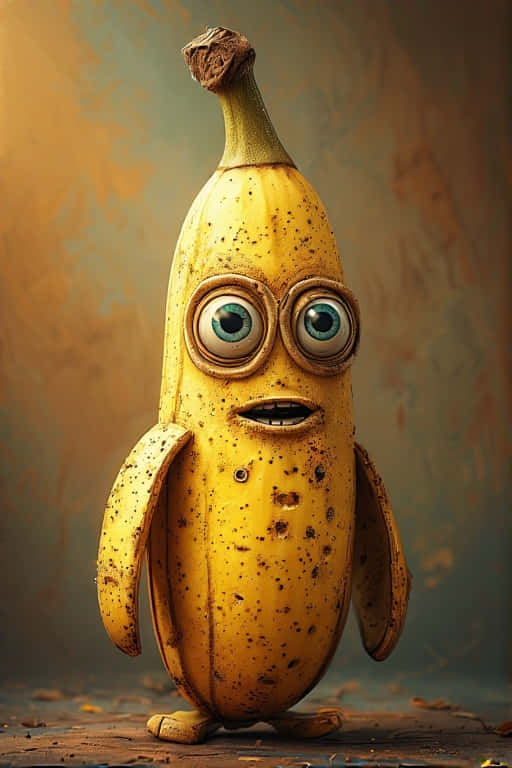 anthropomorphic banana, oversized goggles, surprised expression, SD Phone Wallpaper
