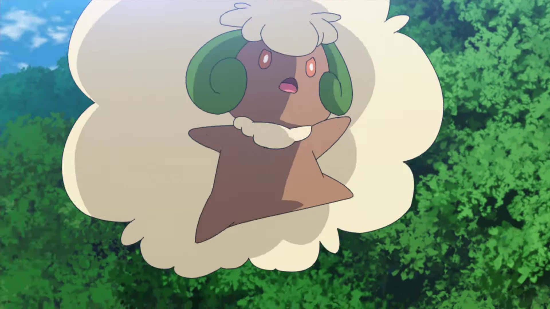 Whimsicott, anime-style, green ears, Full HD Desktop Wallpaper