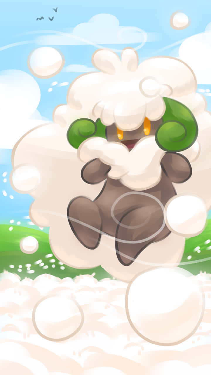 Whimsicott, fluffy white cloud creature, green leaf ears, HD Phone Wallpaper