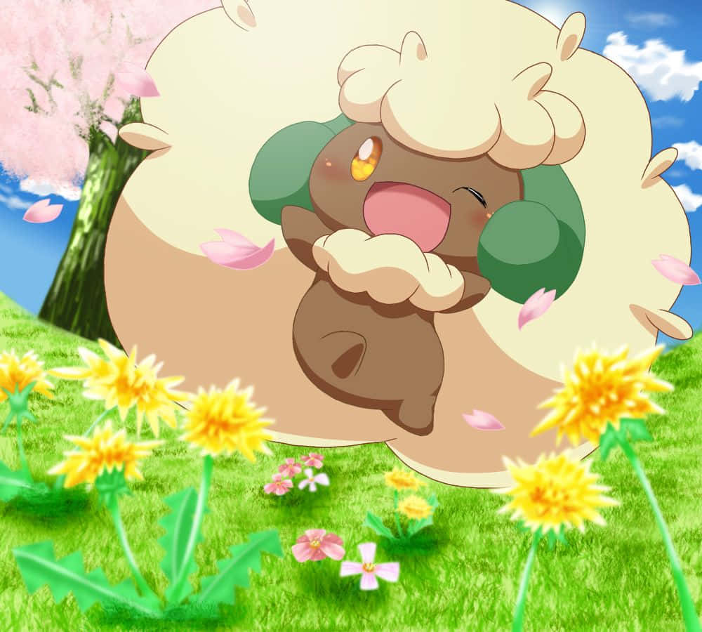 Whimsicott, anime, spring meadow, SD Desktop Wallpaper