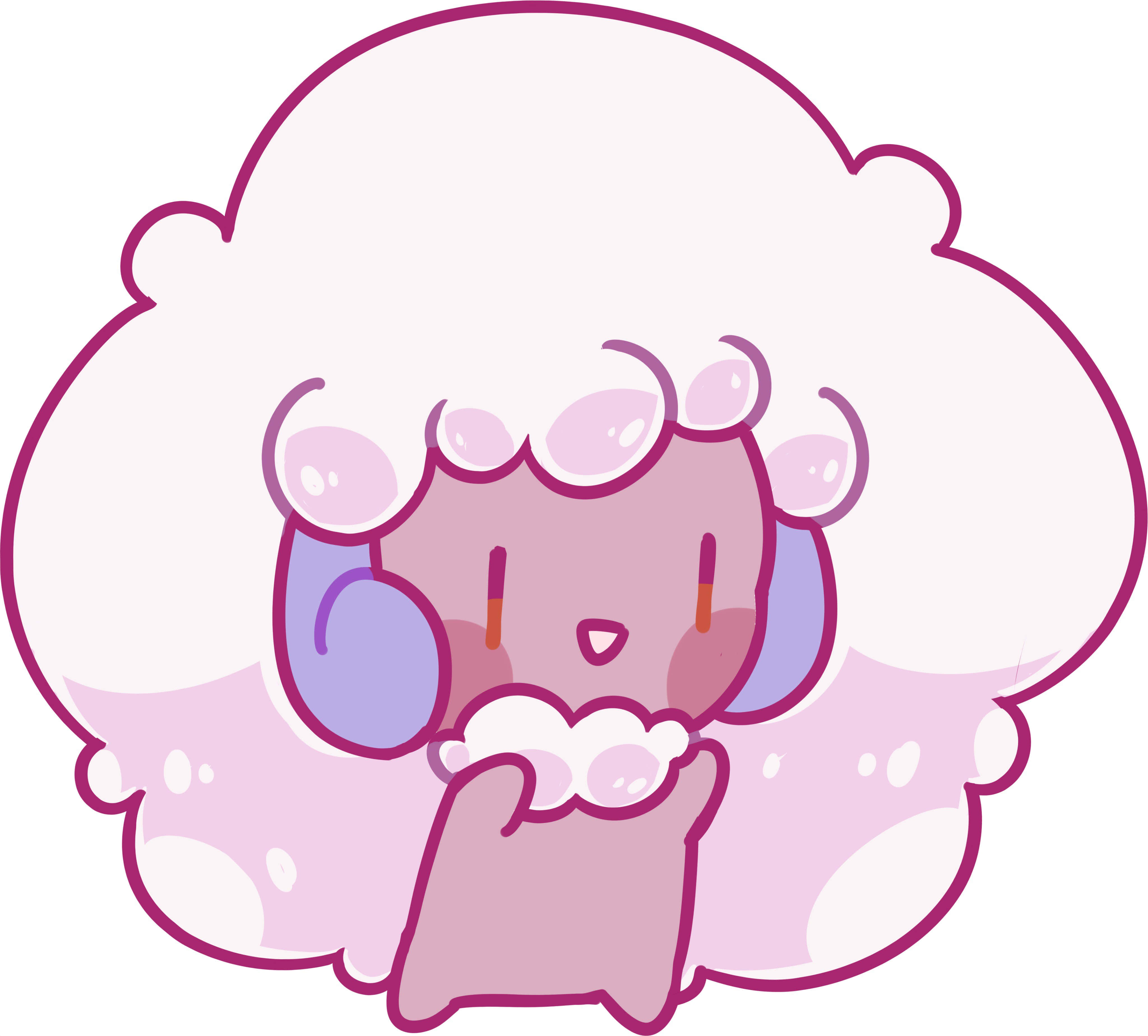 Whimsicott, pink, fluffy white wool, 4K Desktop Wallpaper