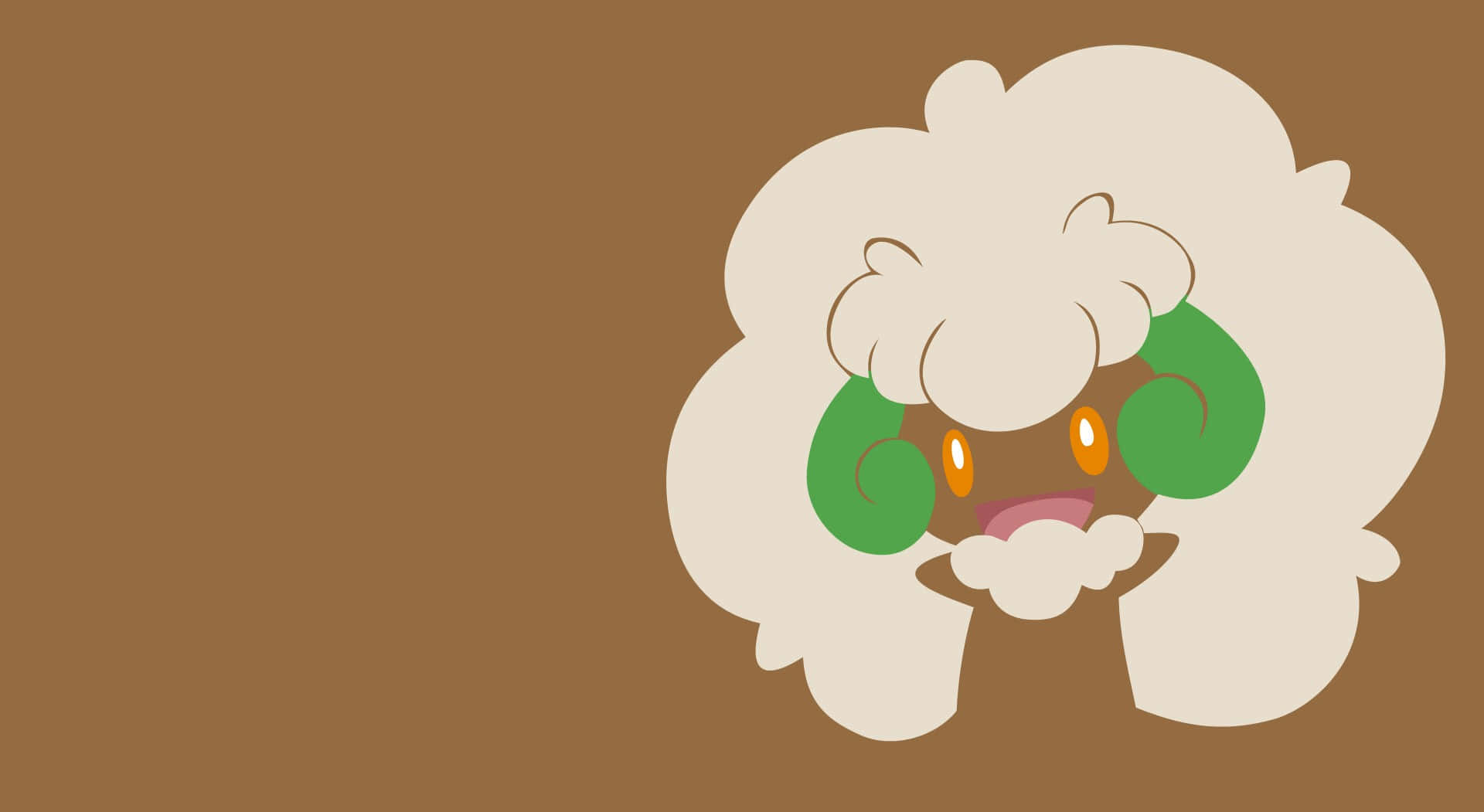 Whimsicott, brown background, green ears, Full HD Desktop Wallpaper