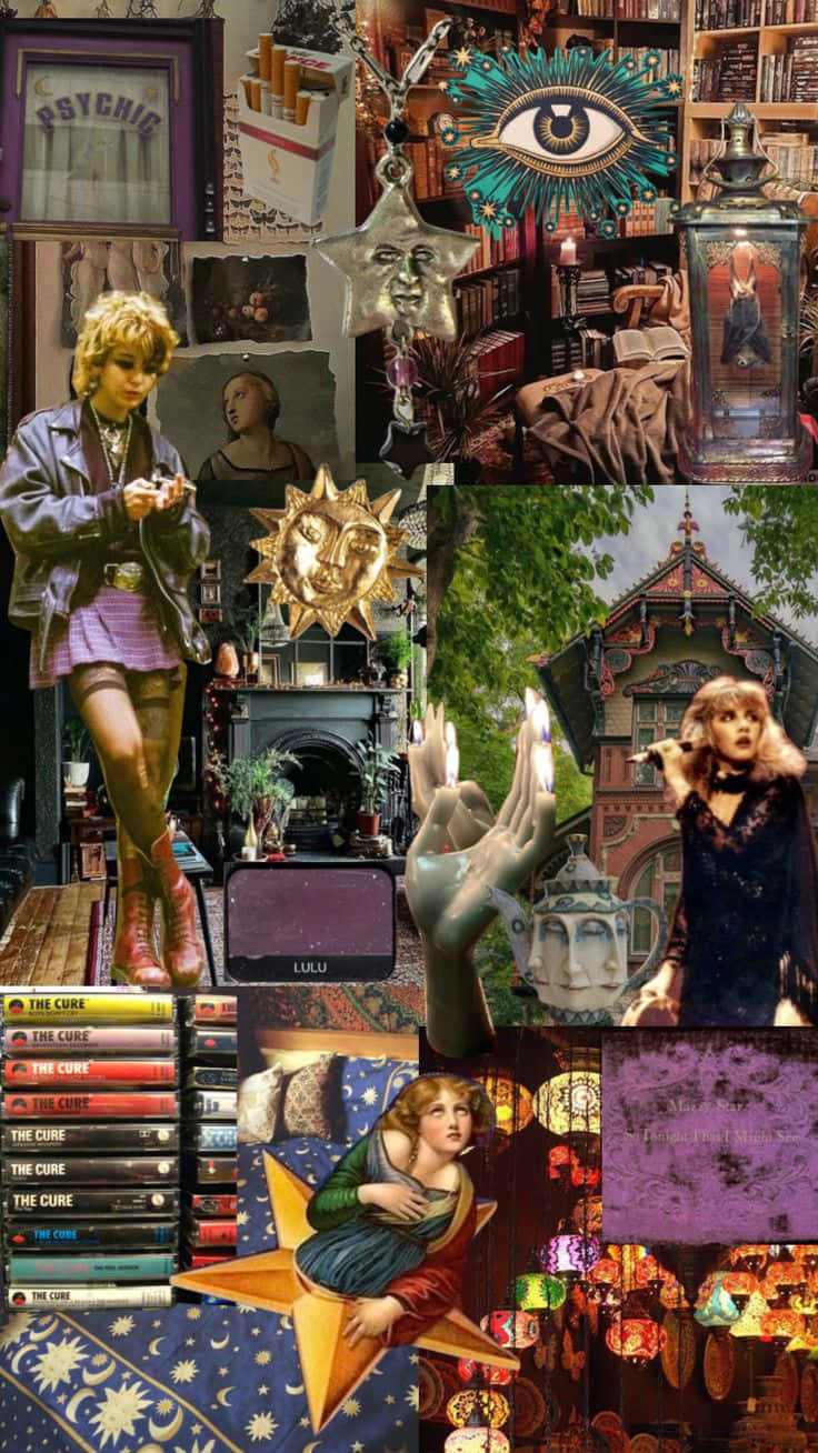 Whimsigoth Aesthetic, occult symbols, vintage music albums, HD Phone Wallpaper