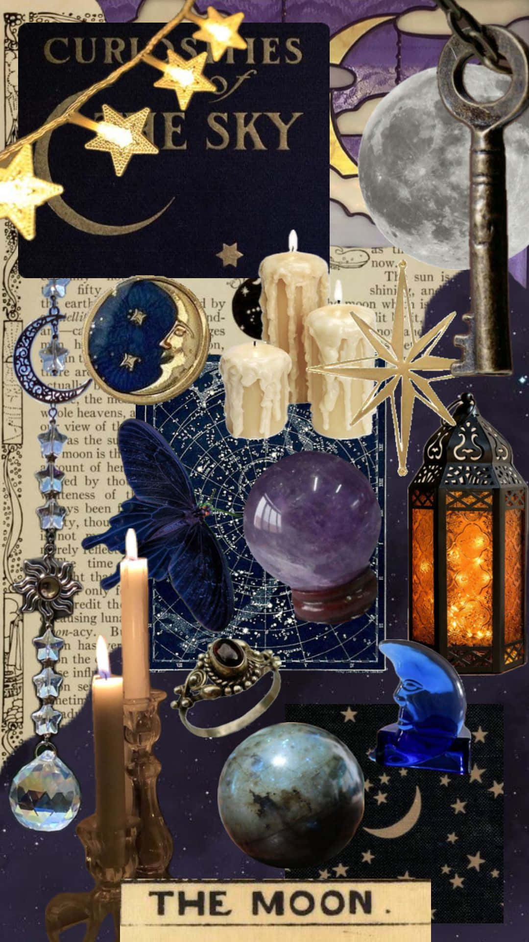Whimsigoth, moon phases, candles, Full HD Phone Wallpaper