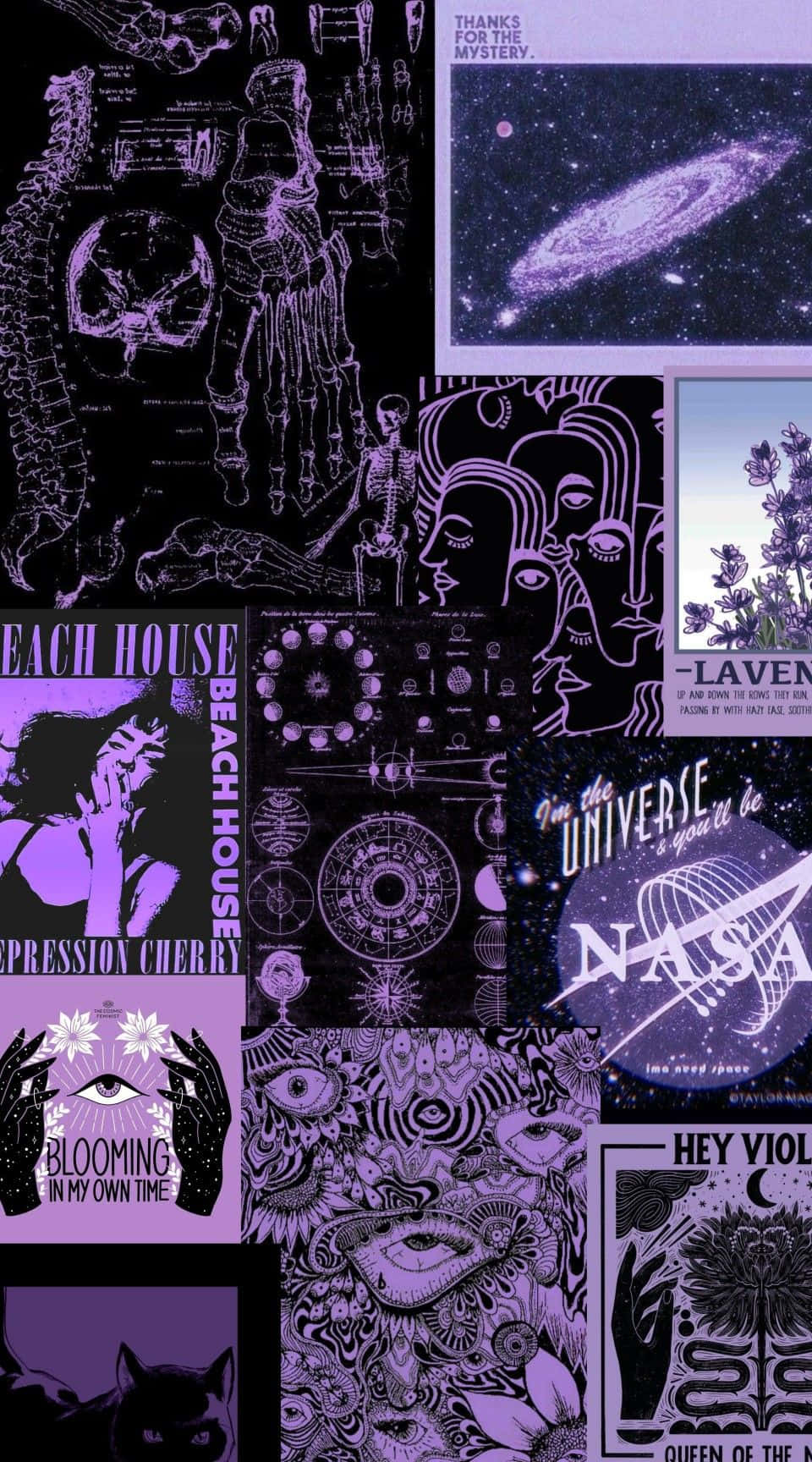Whimsigoth Collage Aesthetic, purple, surreal illustrations, HD Phone Wallpaper