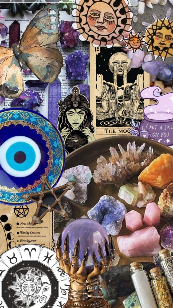 Whimsigoth Aesthetic, crystals, butterflies, HD Phone Wallpaper