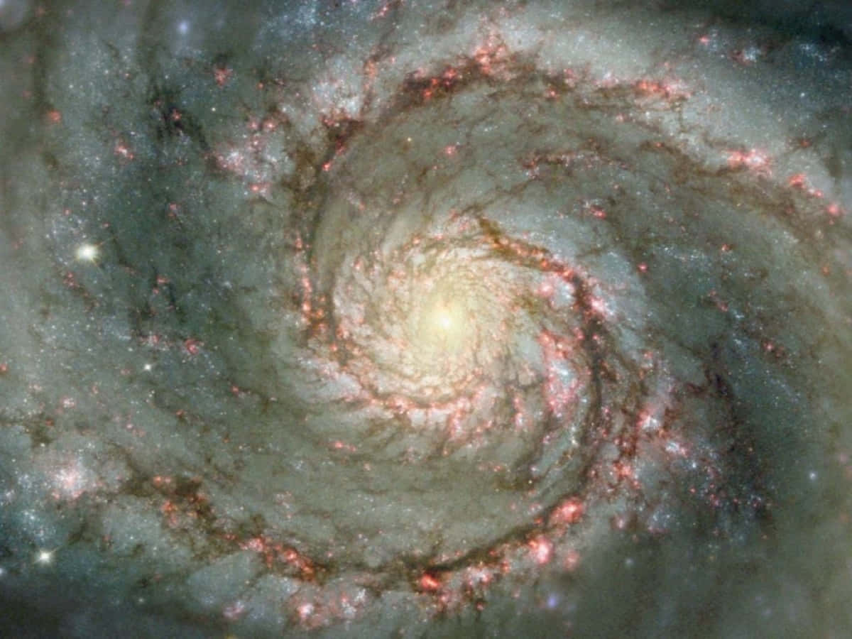 Whirlpool Galaxy, spiral galaxy, glowing pink star clusters, SD Desktop Wallpaper