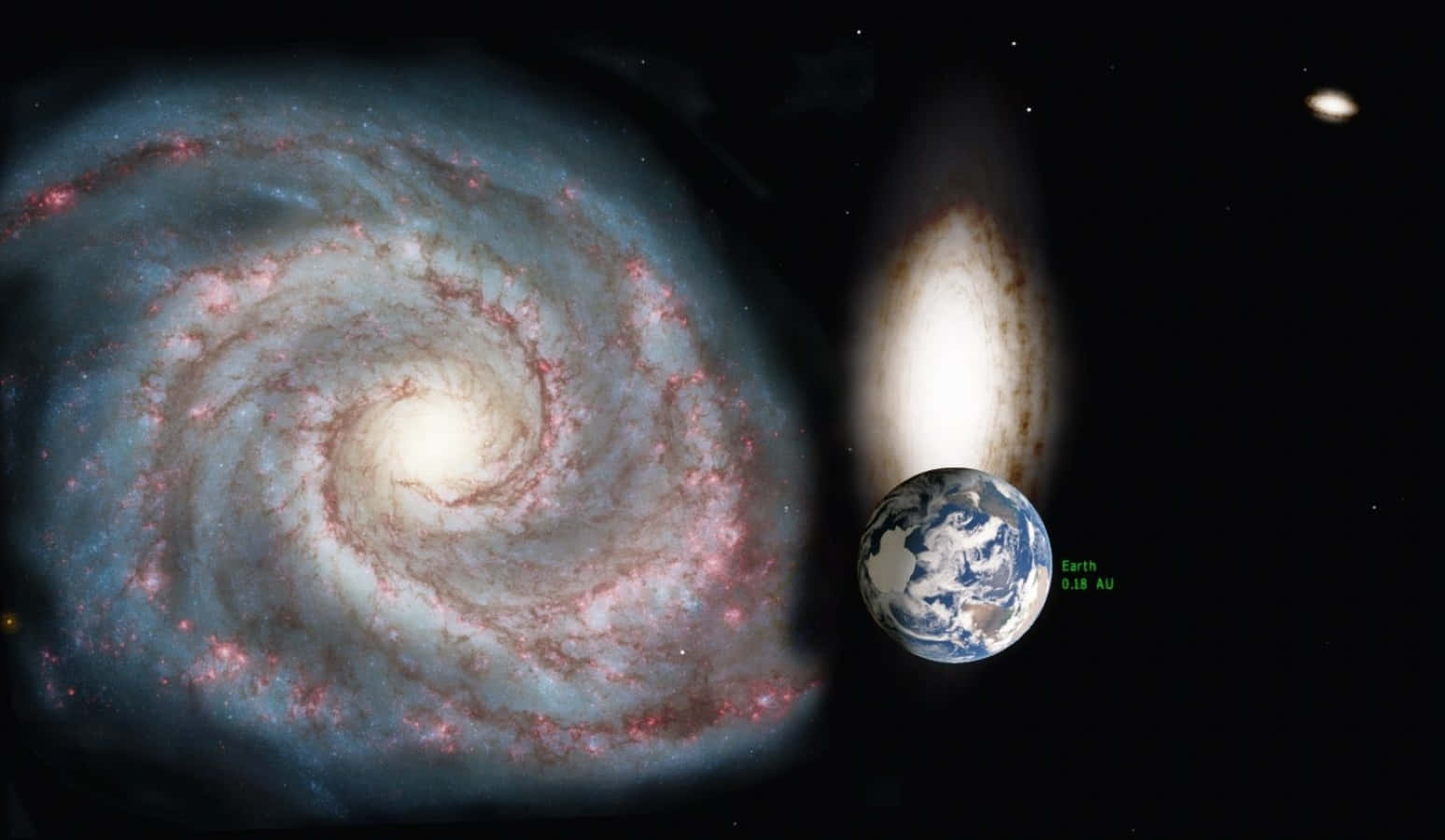 Whirlpool Galaxy, blue nebulae, pink nebulae, HD Desktop Wallpaper