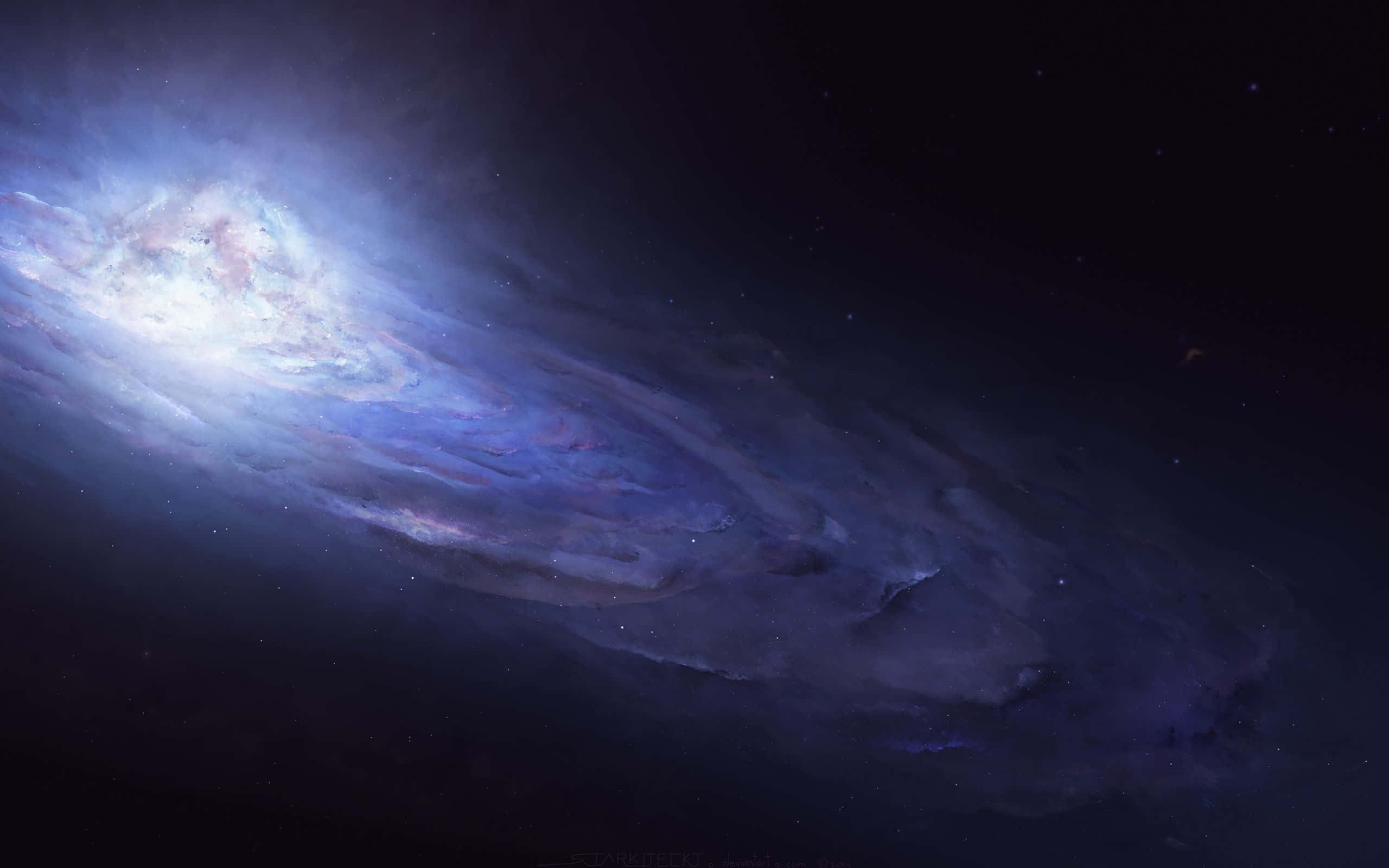 Whirlpool Galaxy, 2560 x 1600, swirling blues, 2K Desktop Wallpaper