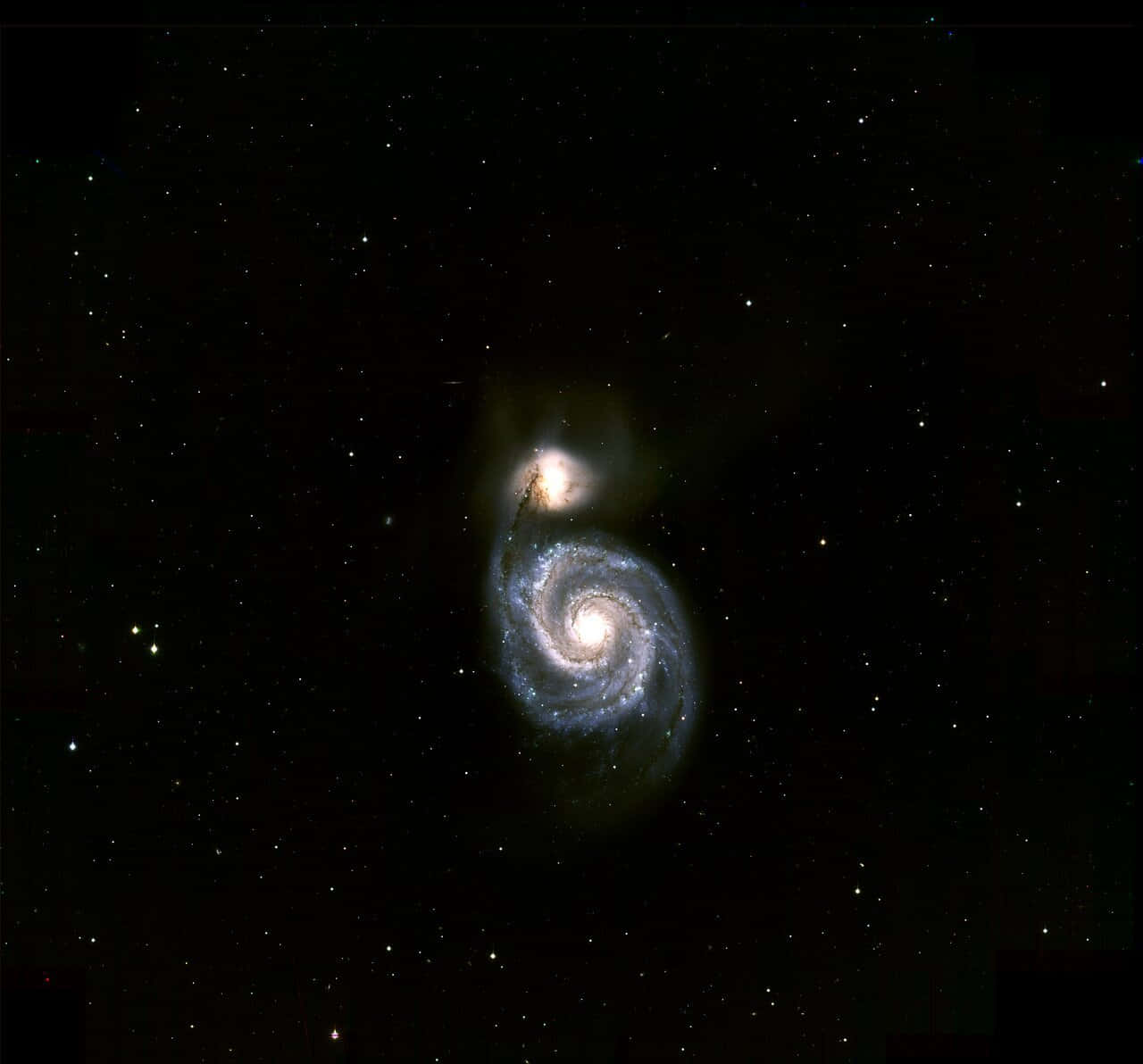 Whirlpool Galaxy, spiral galaxy, bright core, HD Desktop Wallpaper