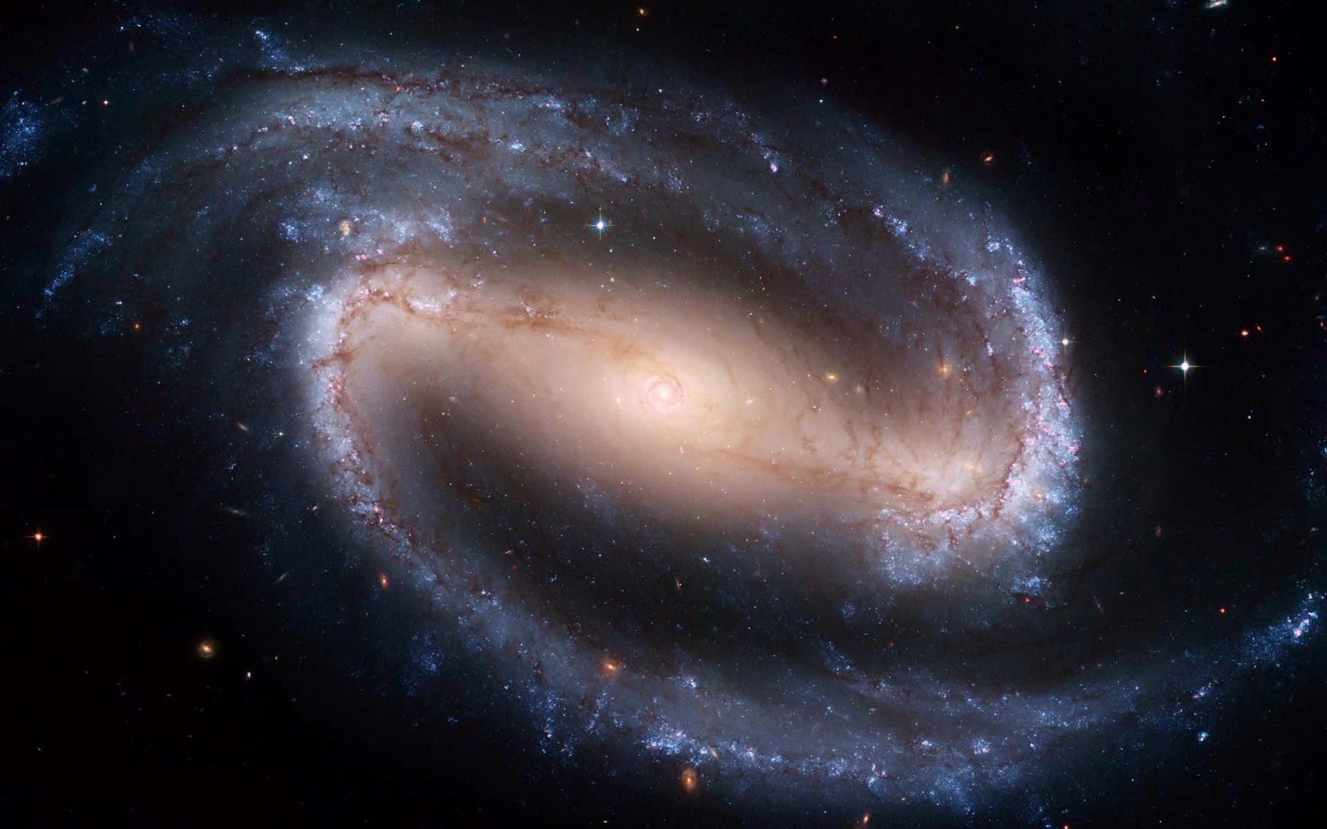 Whirlpool Galaxy, blue and orange stars, spiral galaxy, Full HD Desktop Wallpaper