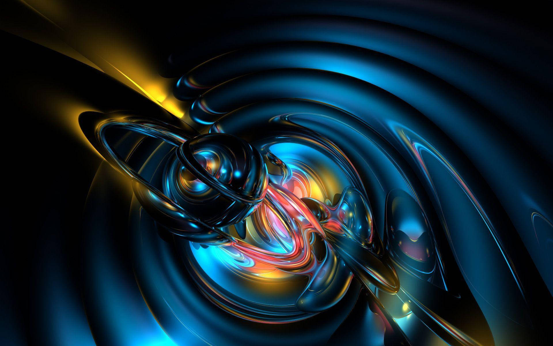 PC Gaming Abstract Whirlpool, swirling abstract vortex, liquid metal, Full HD Desktop Wallpaper