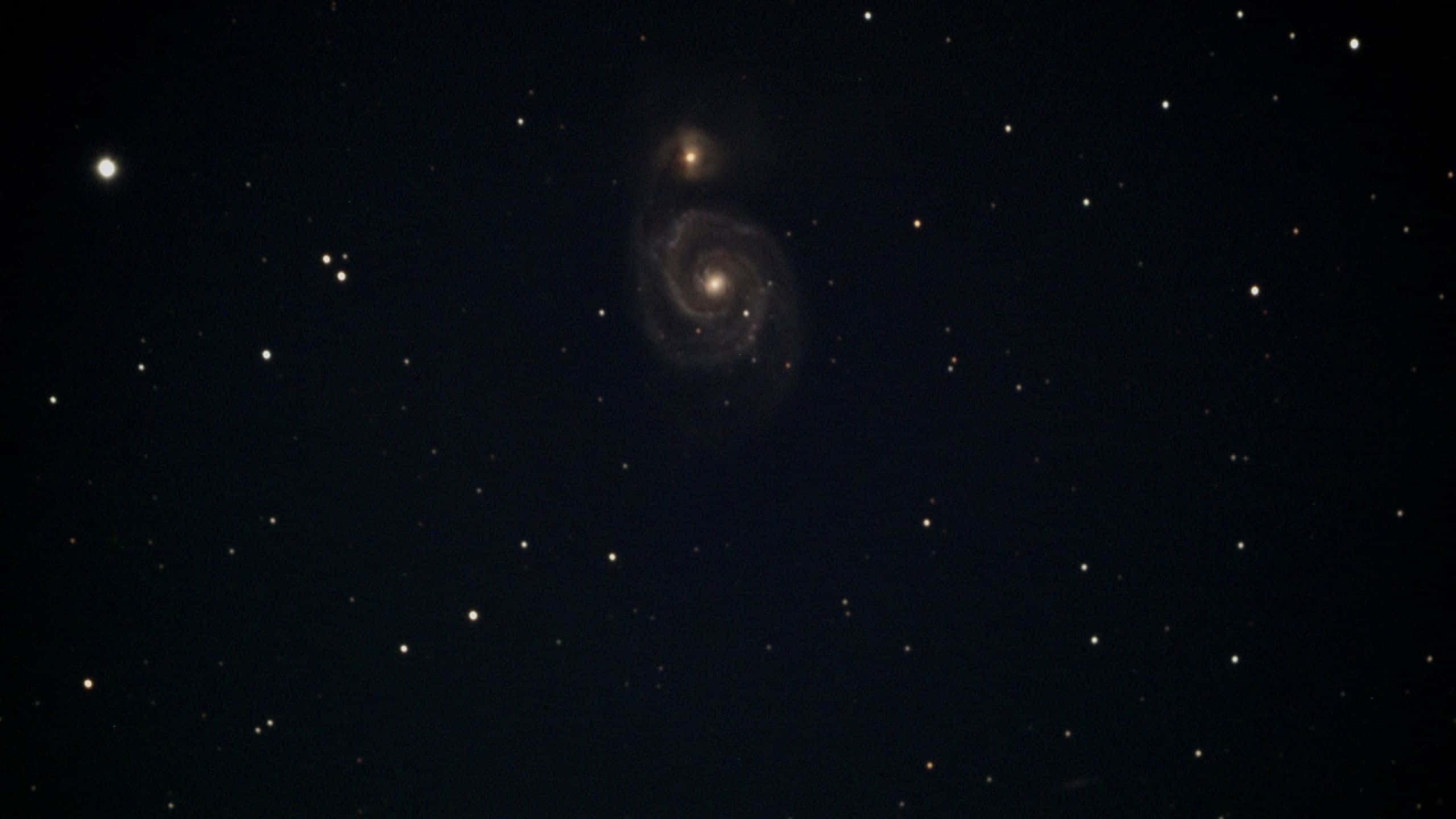 Whirlpool Galaxy, 2560 x 1440, golden hues, 2K Desktop Wallpaper