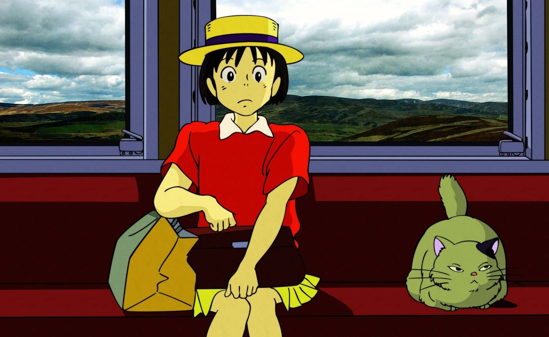 Whisper of the Heart, red shirt, yellow hat, HD Desktop Wallpaper