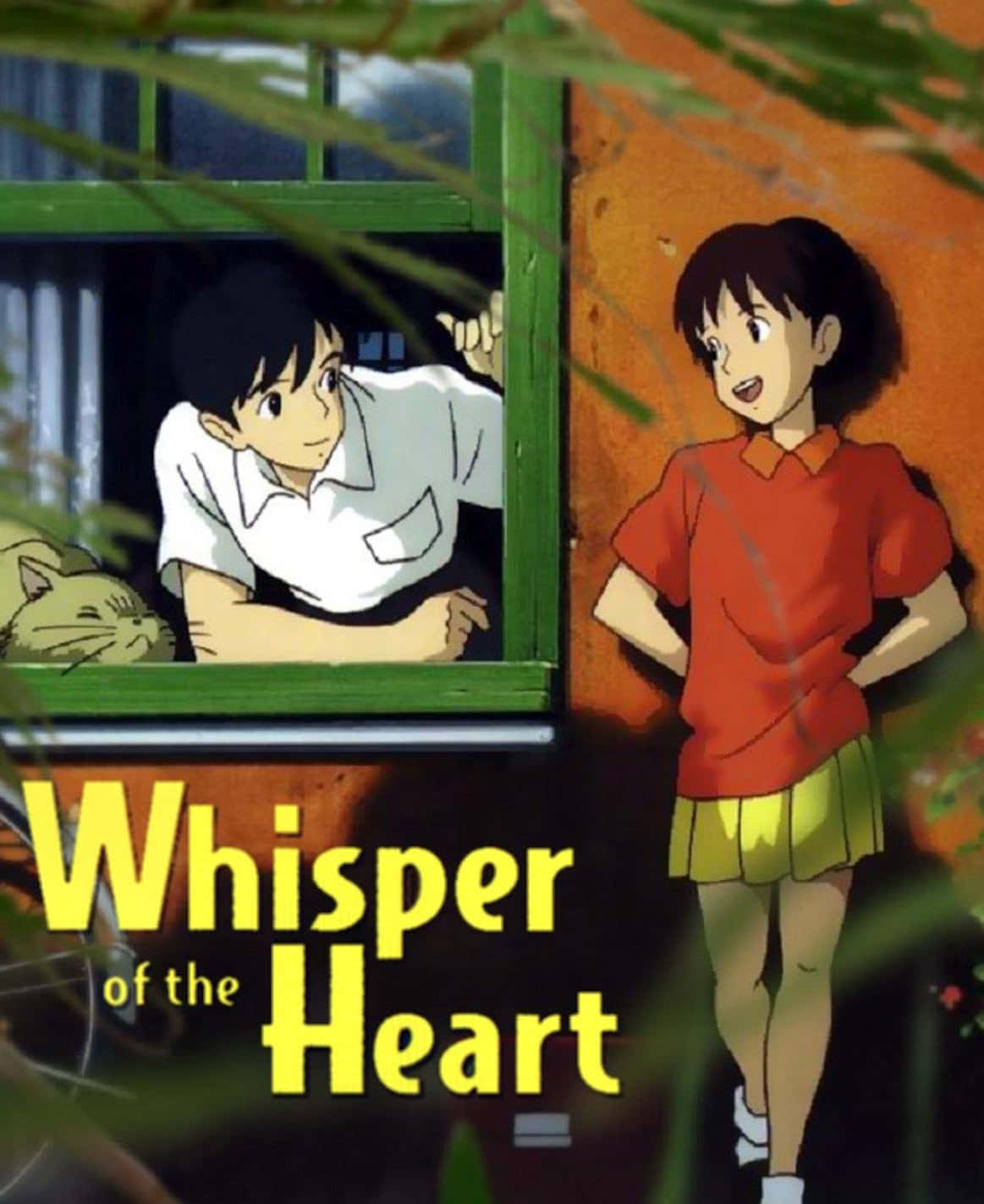 Whisper of the Heart, young girl in red, boy peers out, HD Phone Wallpaper