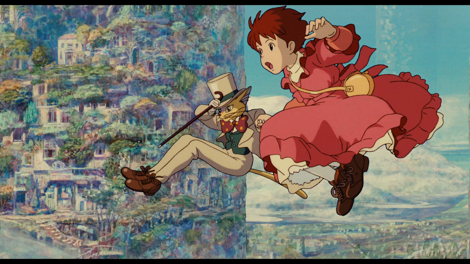 Whisper of the Heart, red dress, fox-like man, HD Desktop Wallpaper