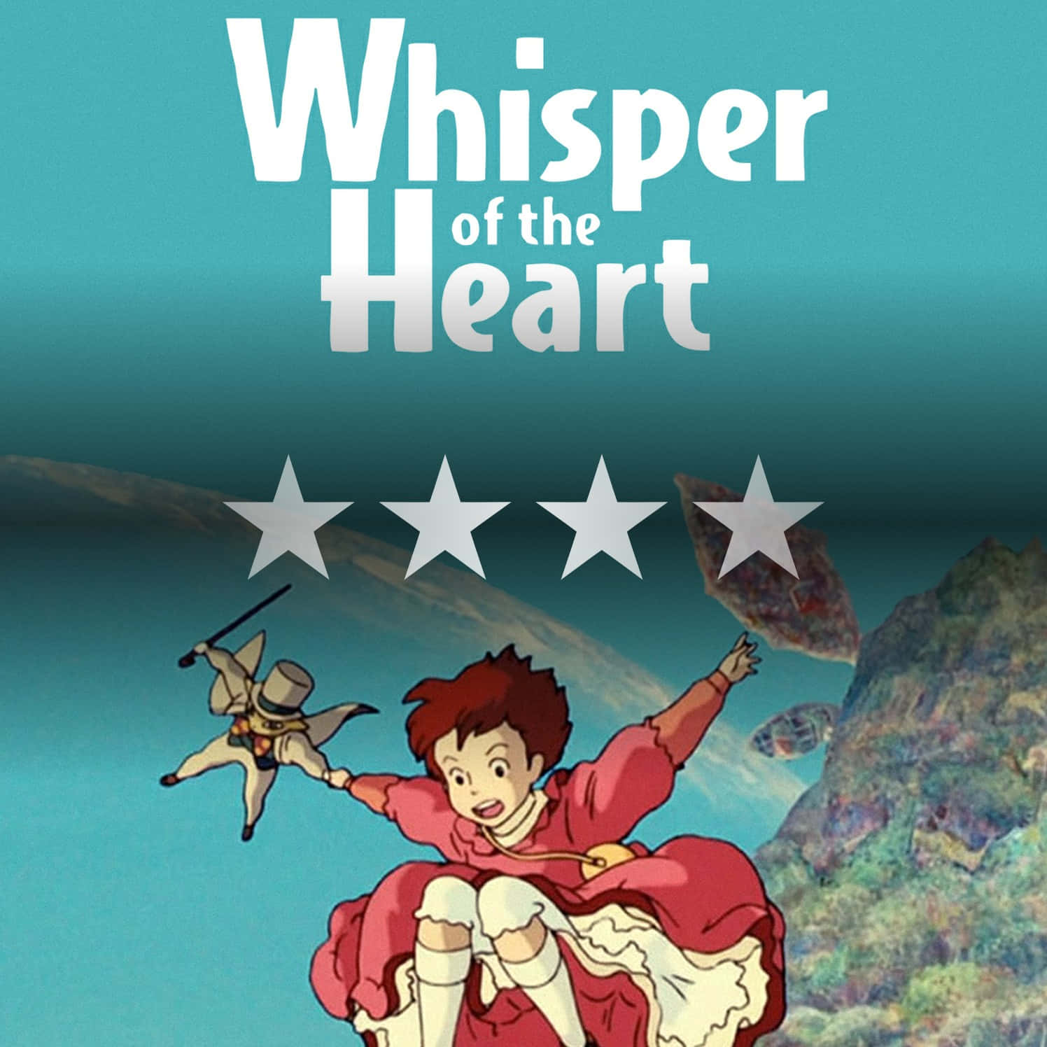 Whisper of the Heart, red dress, teal sky, HD Desktop Wallpaper