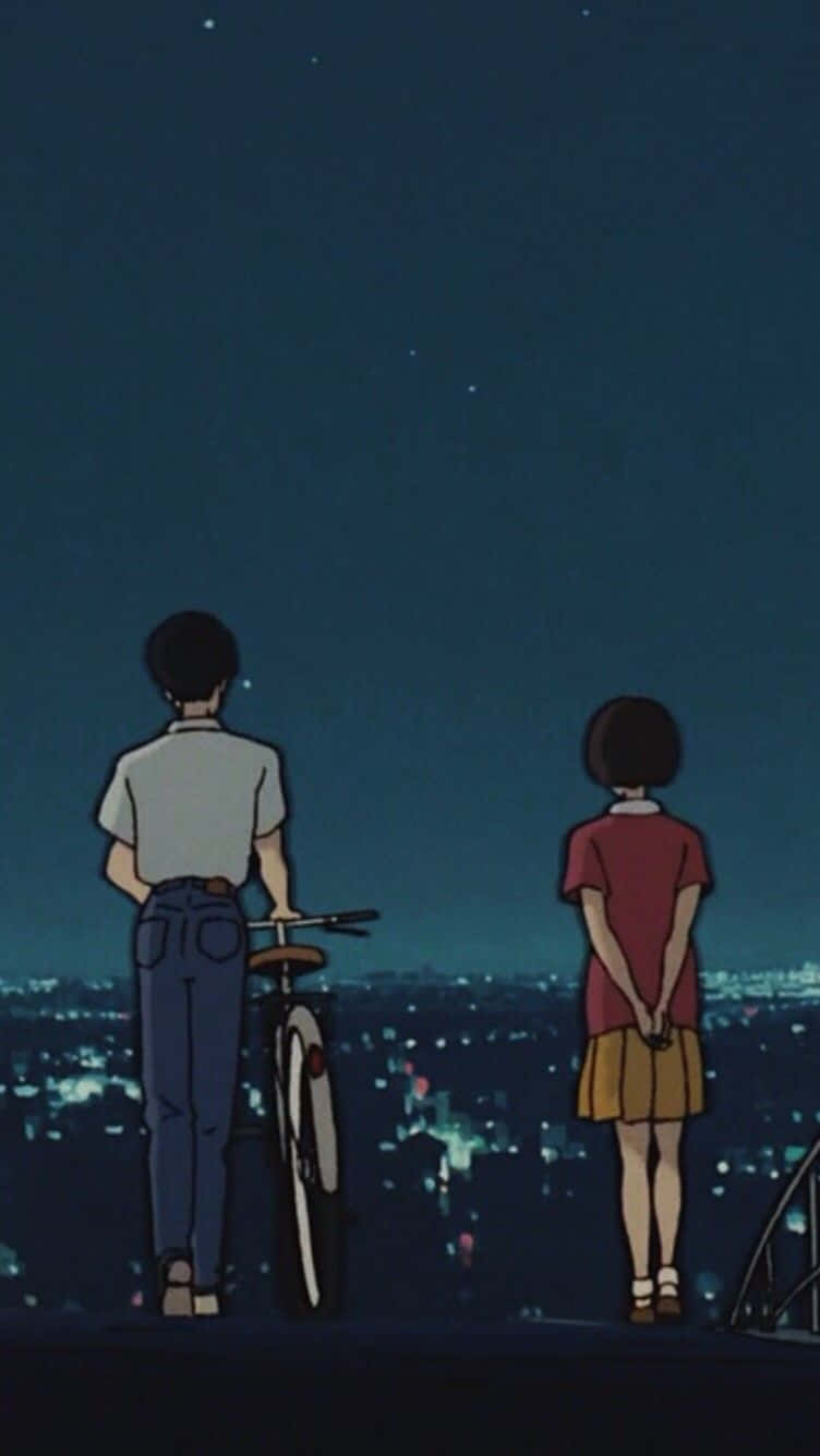 Whisper Of The Heart, rooftop, night, HD Phone Wallpaper
