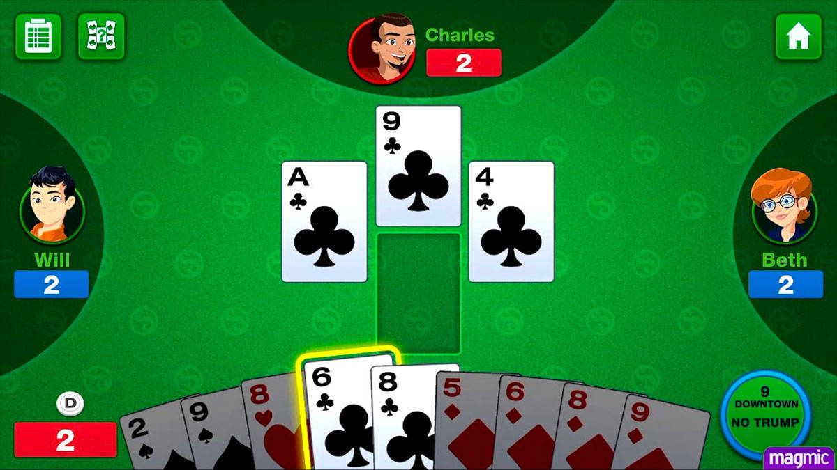 Whist, green felt table, clubs cards, SD Desktop Wallpaper