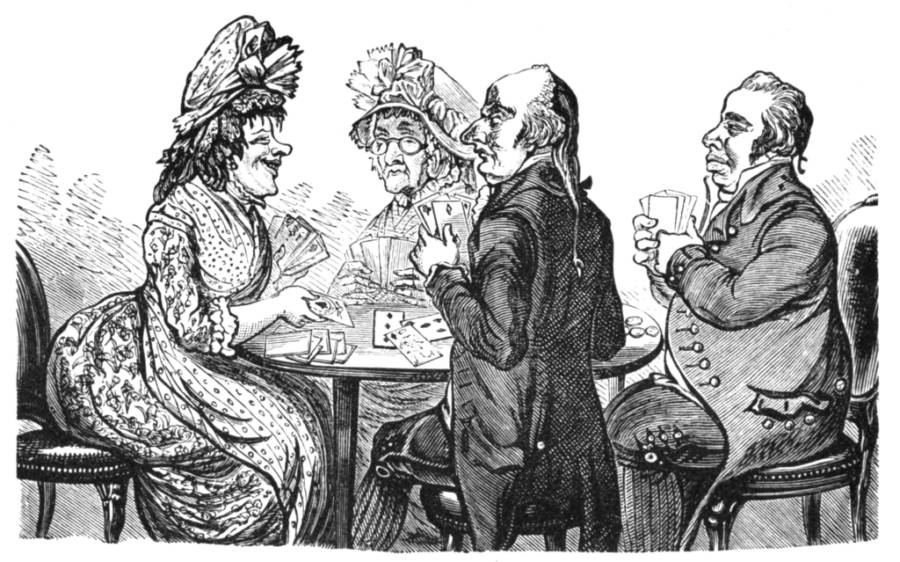 Whist, 18th-century, black-and-white illustration, SD Desktop Wallpaper
