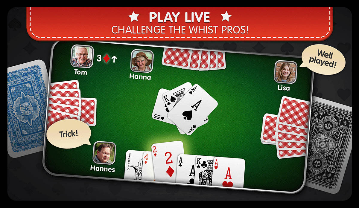 Whist, green felt table, four players, SD Desktop Wallpaper