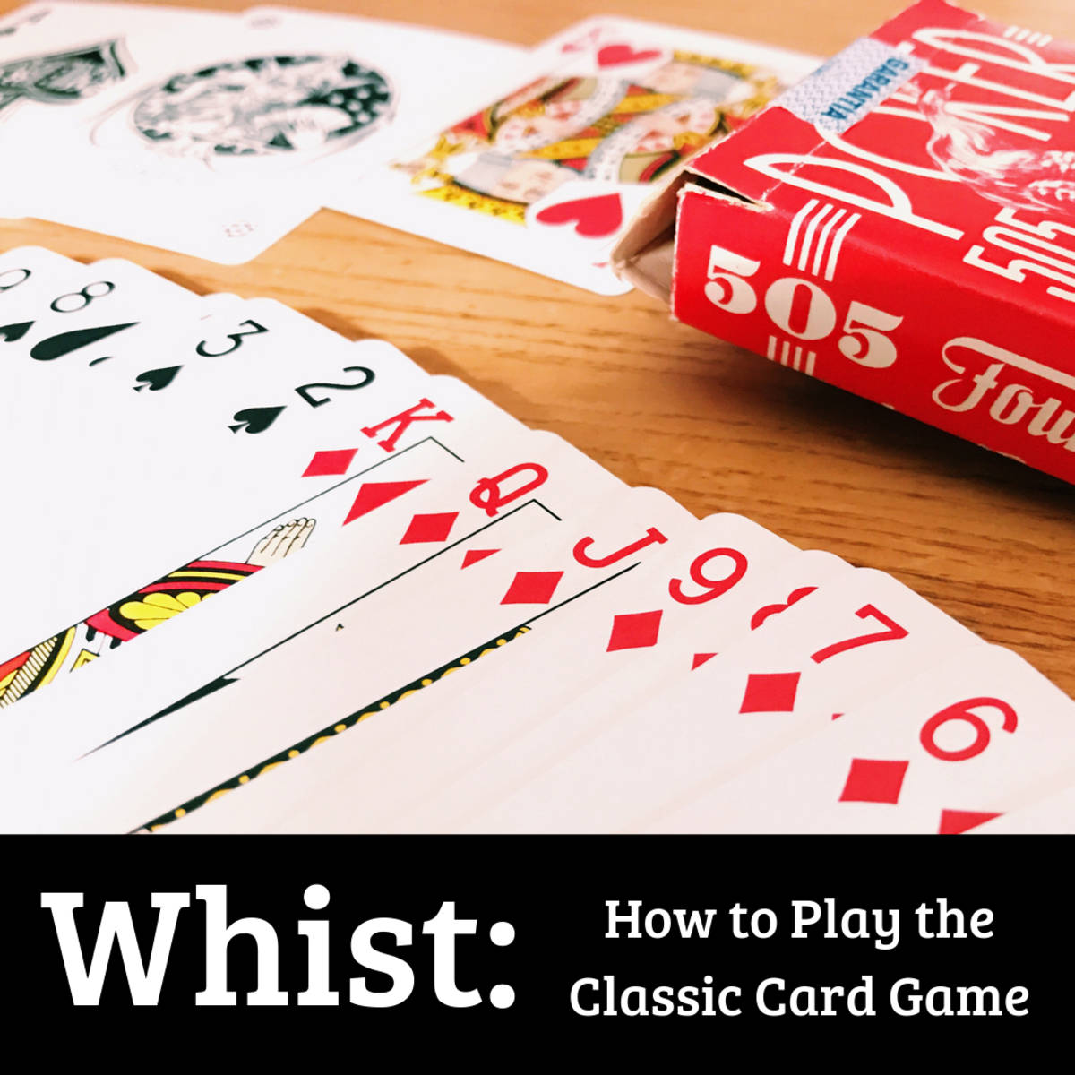 Whist, 505 deck box, wooden table, SD Desktop Wallpaper