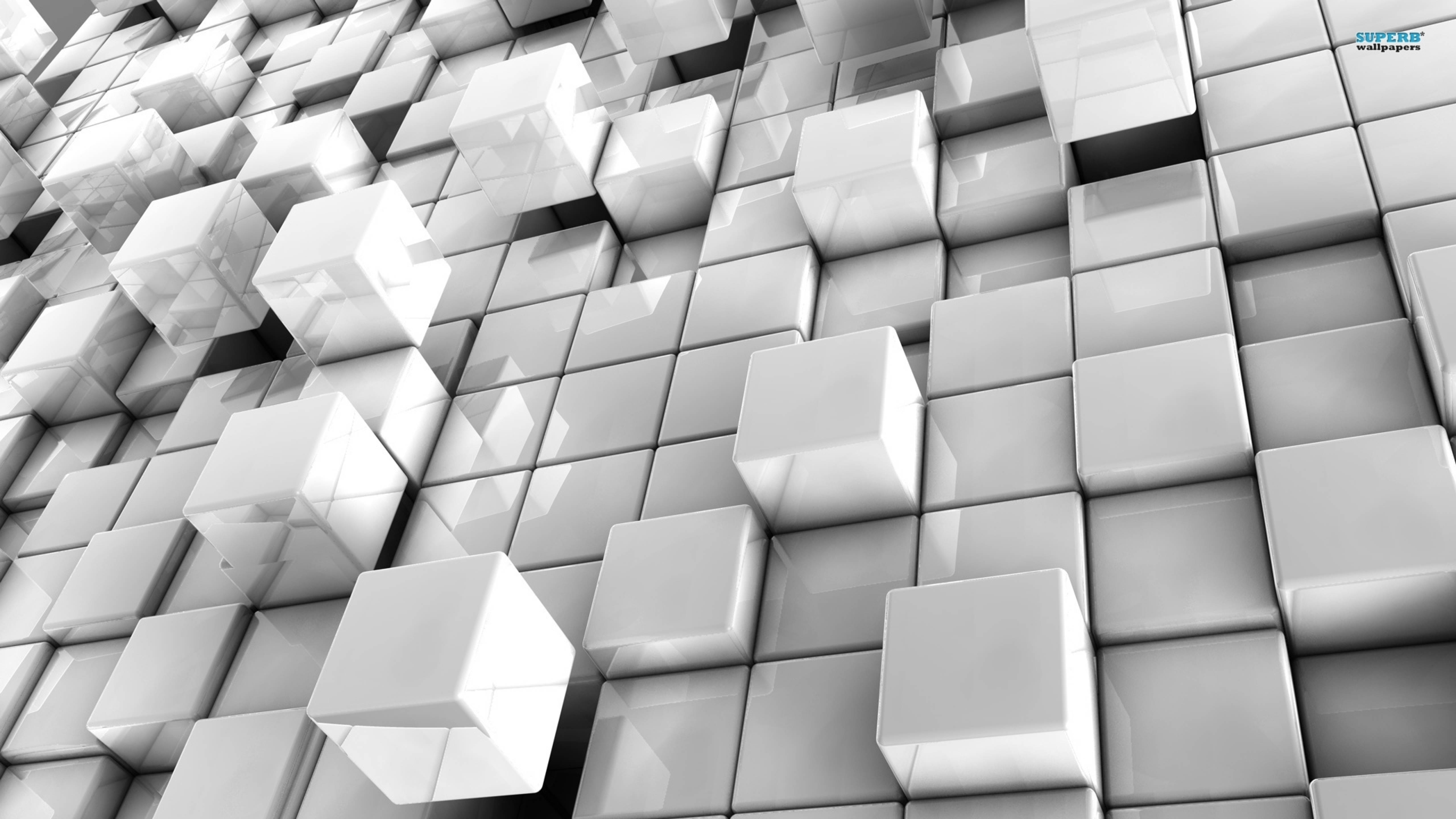3D White Abstract Cubes, white cubes, geometric grid, 5K Desktop Wallpaper