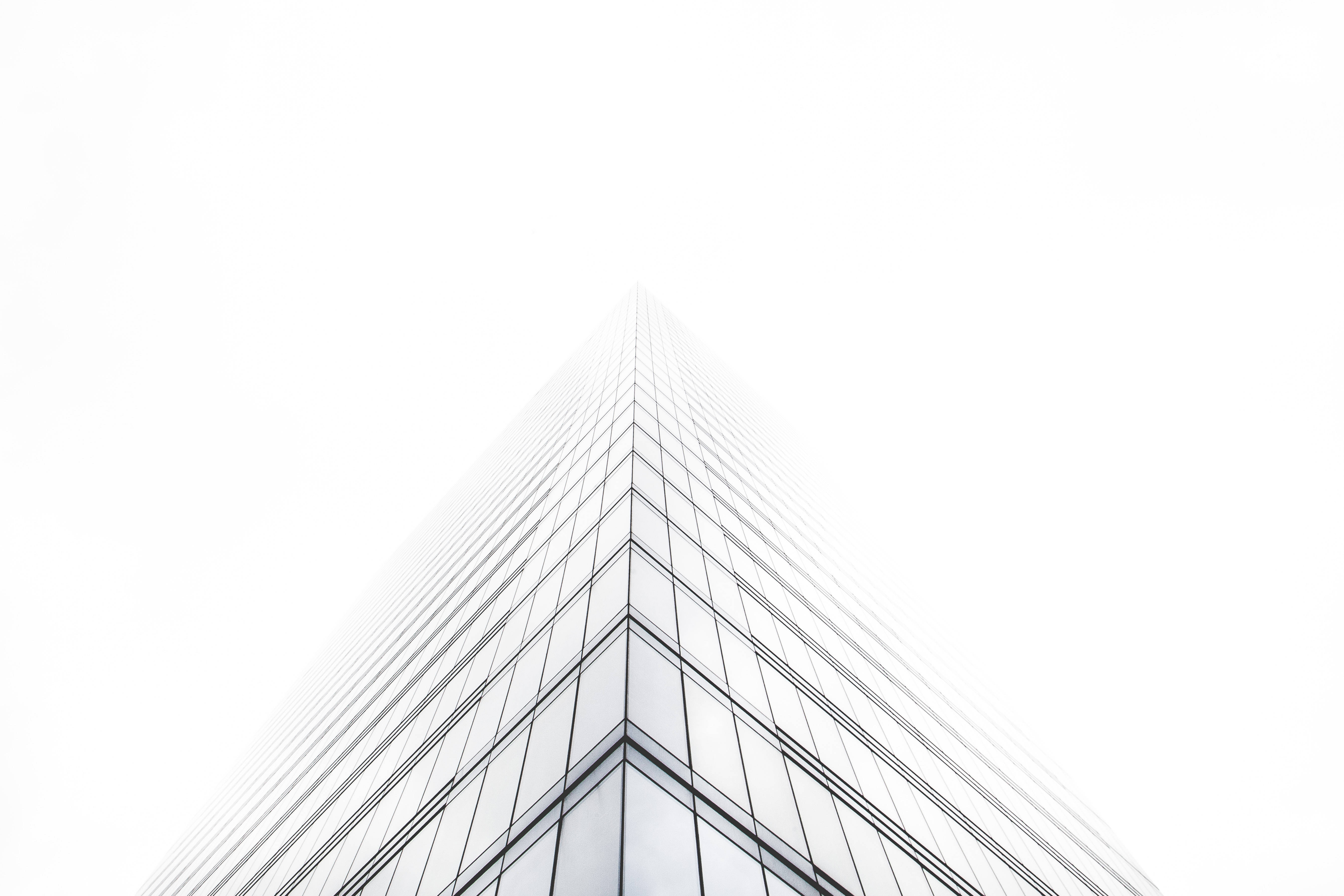 glass skyscraper, corner, upward view, 5K Desktop Wallpaper