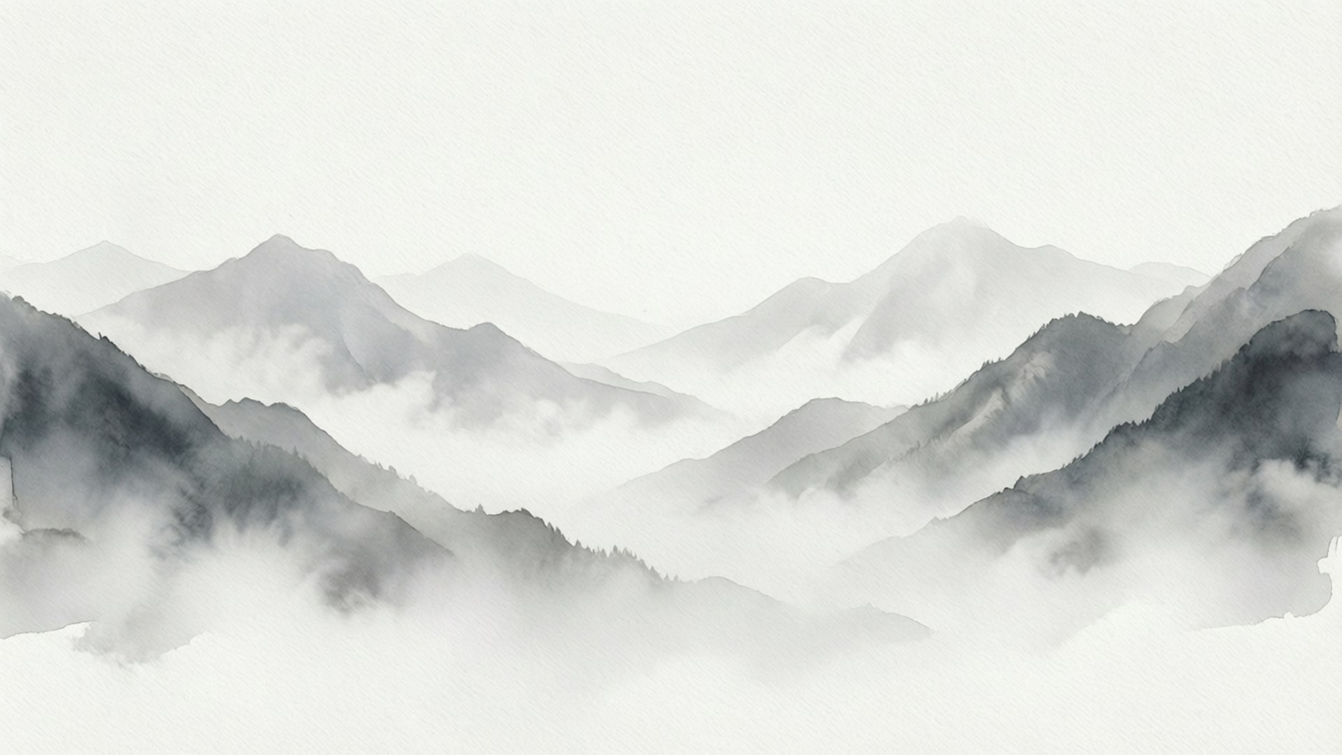 White Mountain Mist, monochrome mountain range, mist, Full HD Desktop Wallpaper