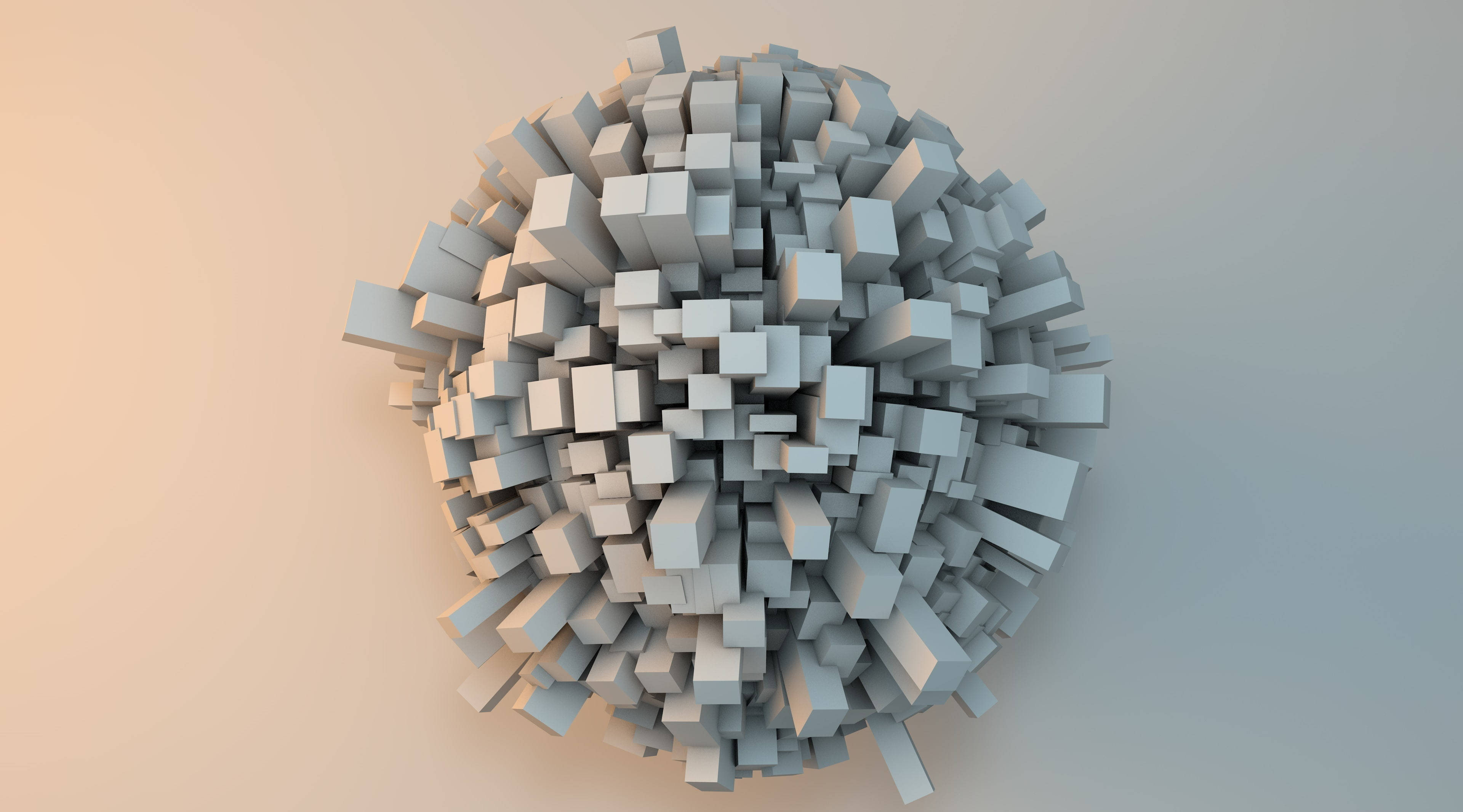 4D Ultra HD Soft Light, light gray cubes, soft gradient background, 4K Desktop Wallpaper