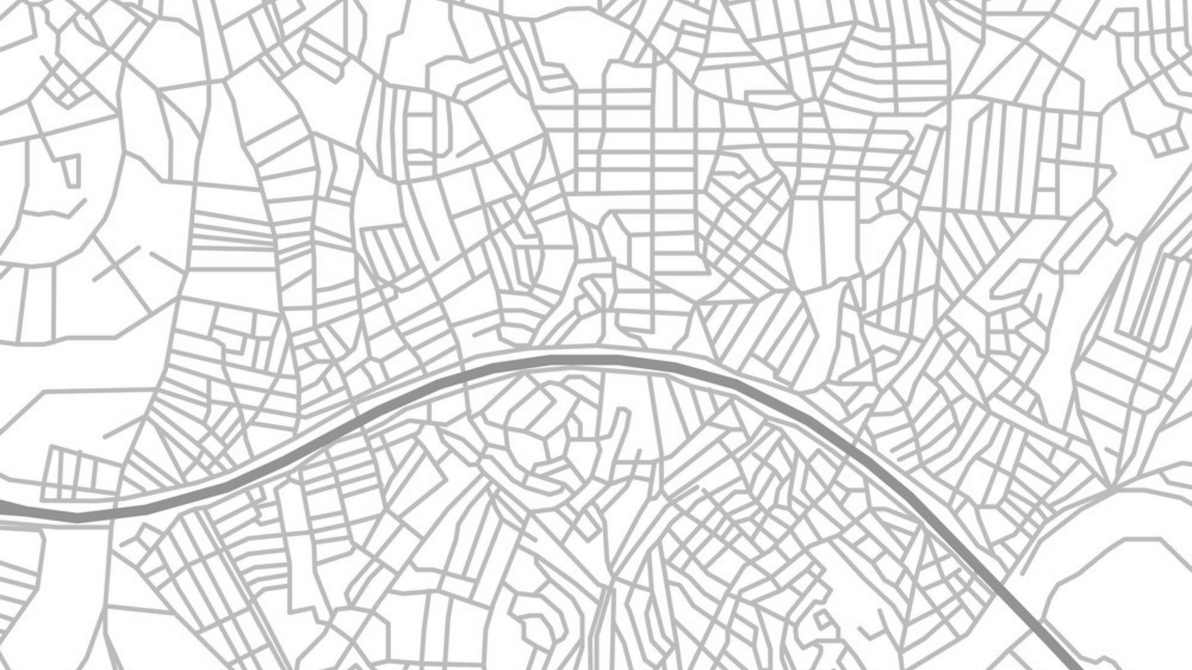 abstract white artistic design, minimalist grayscale line art, urban street grid, 4K Desktop Wallpaper