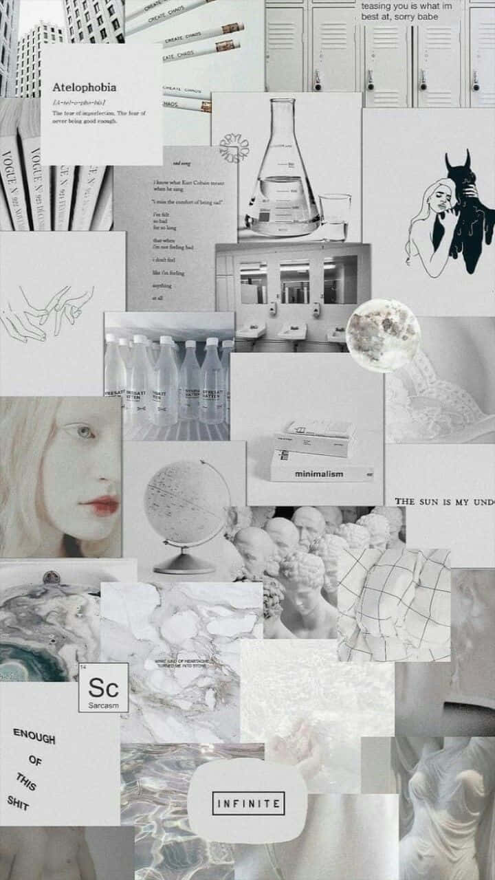 White Aesthetic Collage, minimalist objects, text, HD Phone Wallpaper