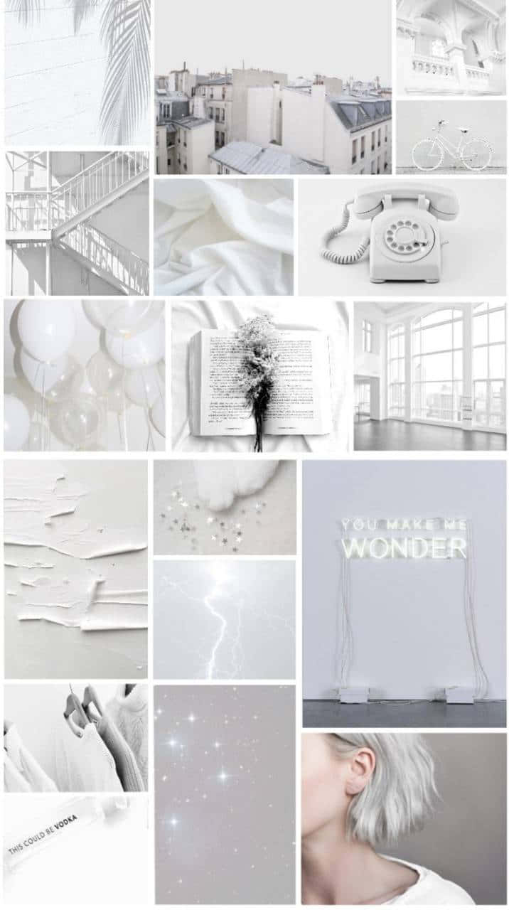 white aesthetic collage, urban rooftops, vintage phone, HD Phone Wallpaper