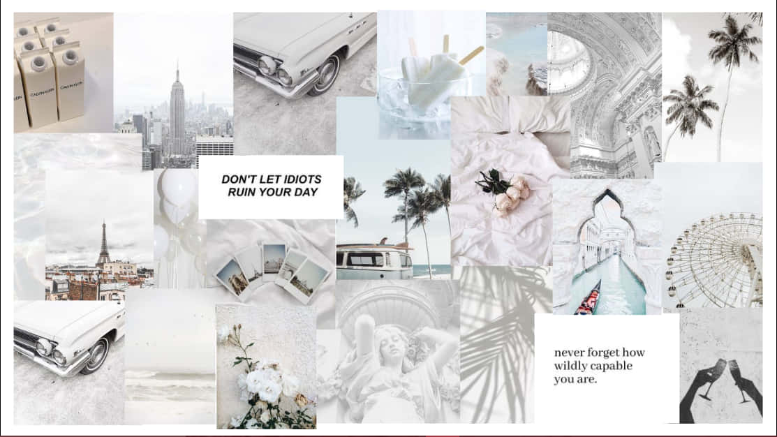 white aesthetic collage, vintage cars, palm trees, SD Desktop Wallpaper