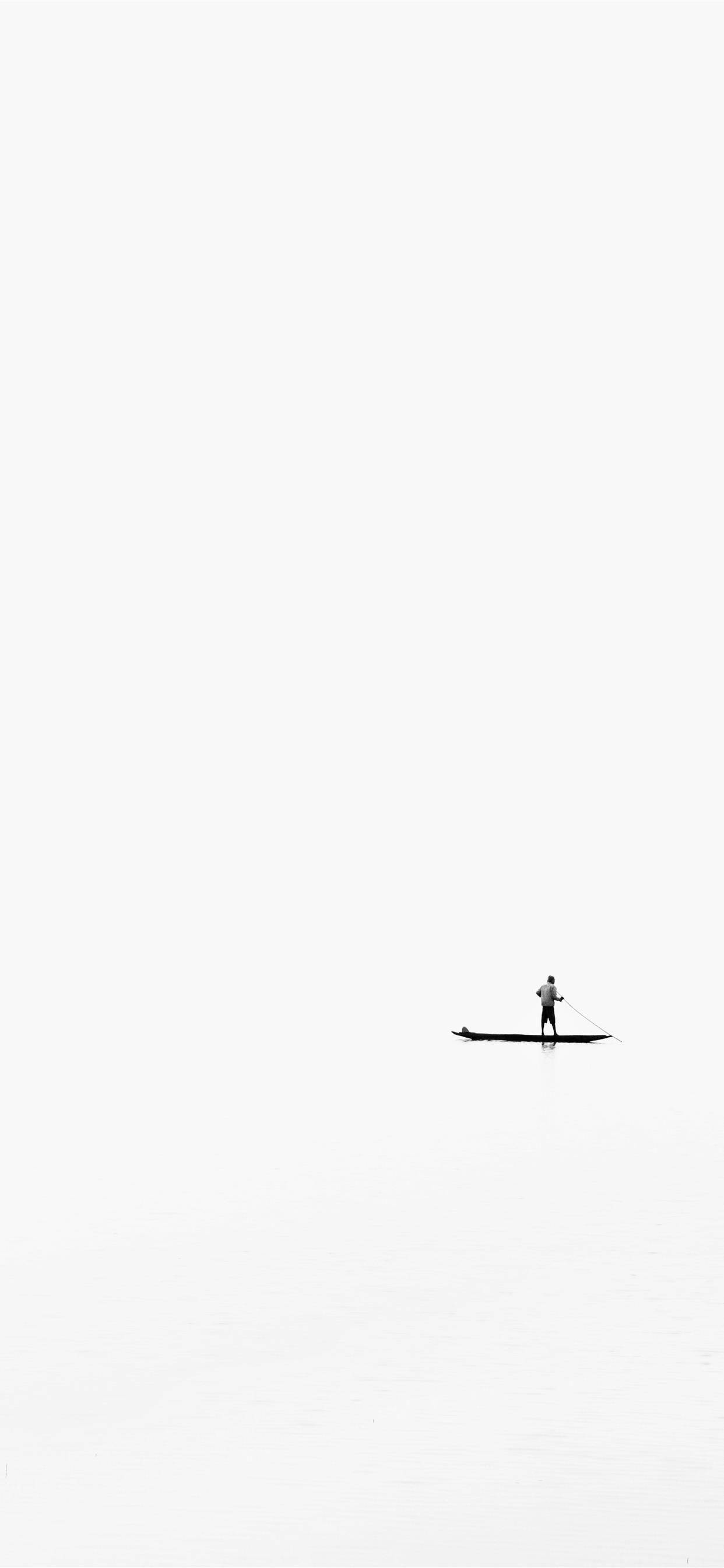 iPhone, white boat, paddleboarder, 2K Phone Wallpaper
