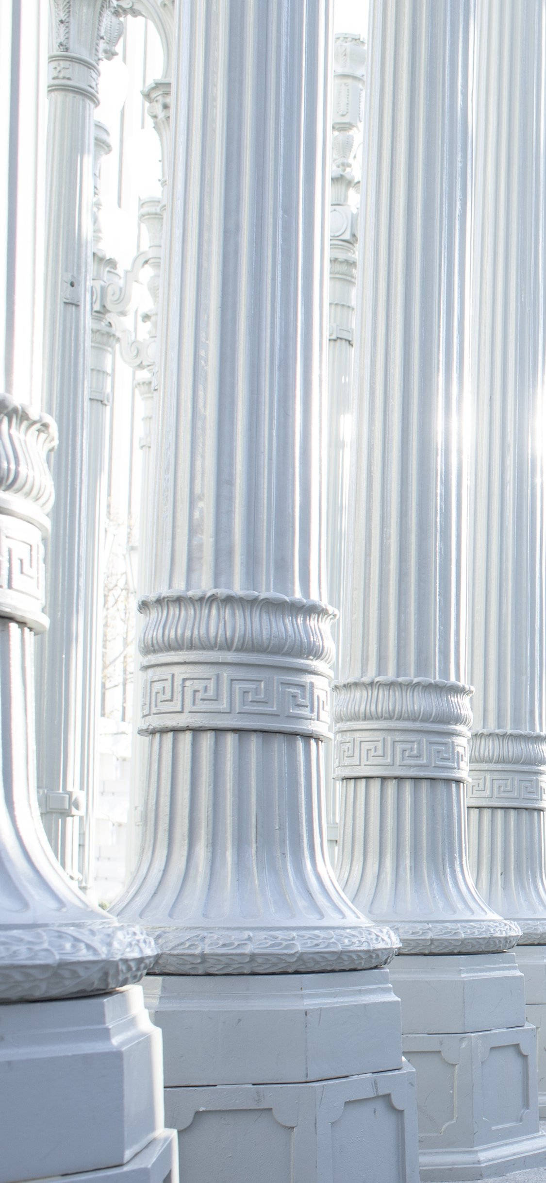 white classical columns, Greek key patterns, bright daylight, Full HD Phone Wallpaper