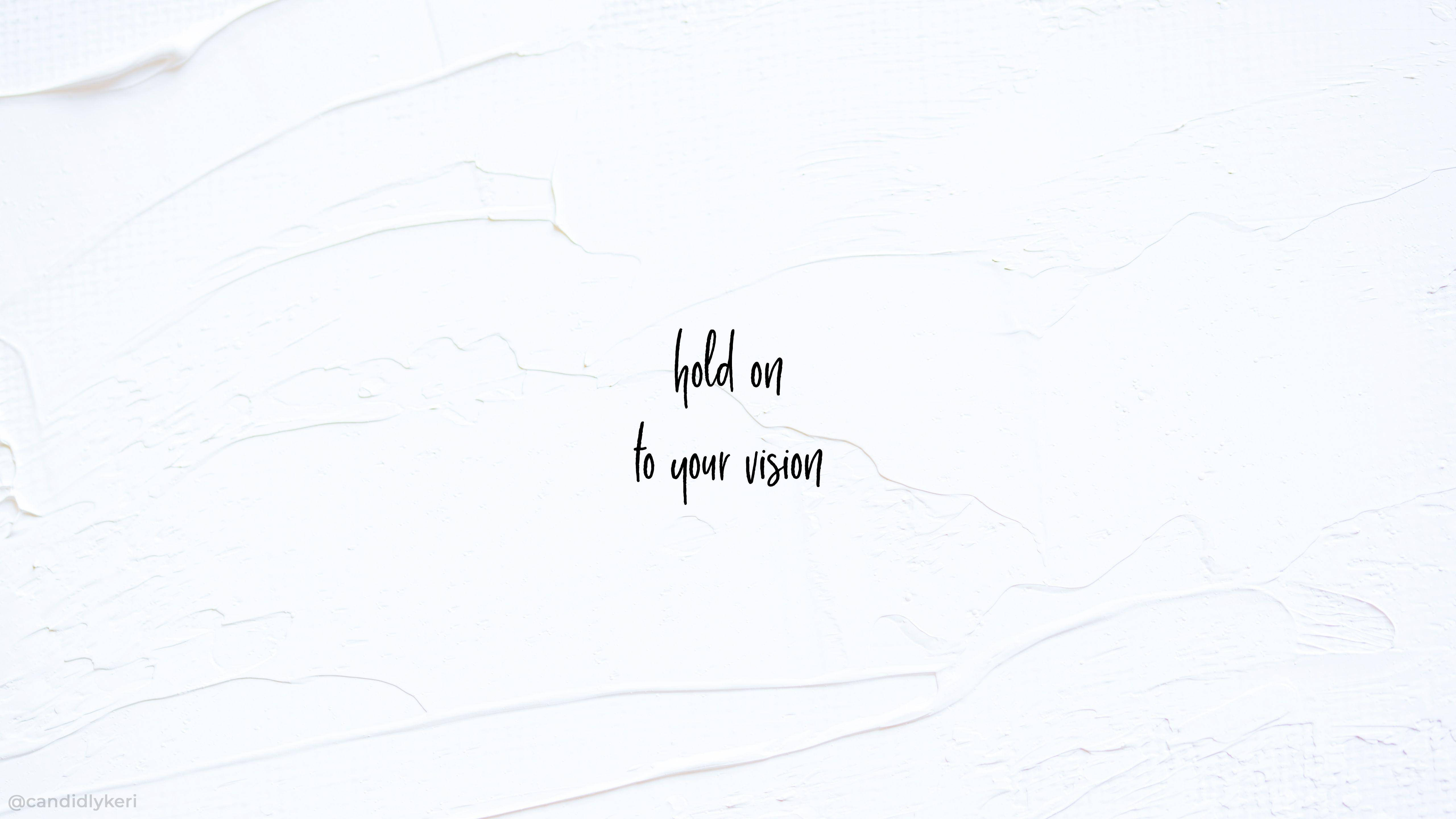 White Aesthetic Tumblr, minimalist white textured wall, centered black cursive text, 5K Desktop Wallpaper