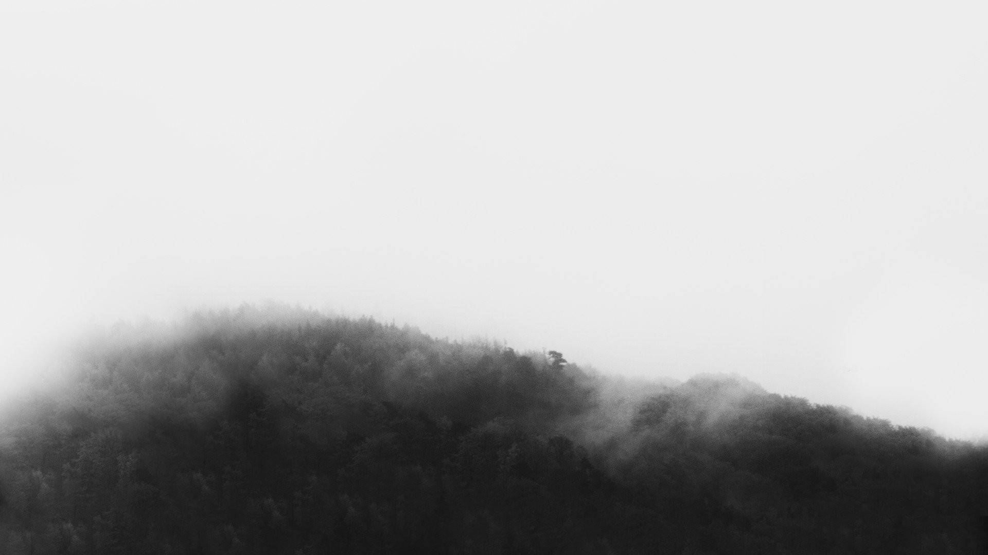 White Aesthetic Tumblr, foggy mountain, misty mountain ridge, Full HD Desktop Wallpaper