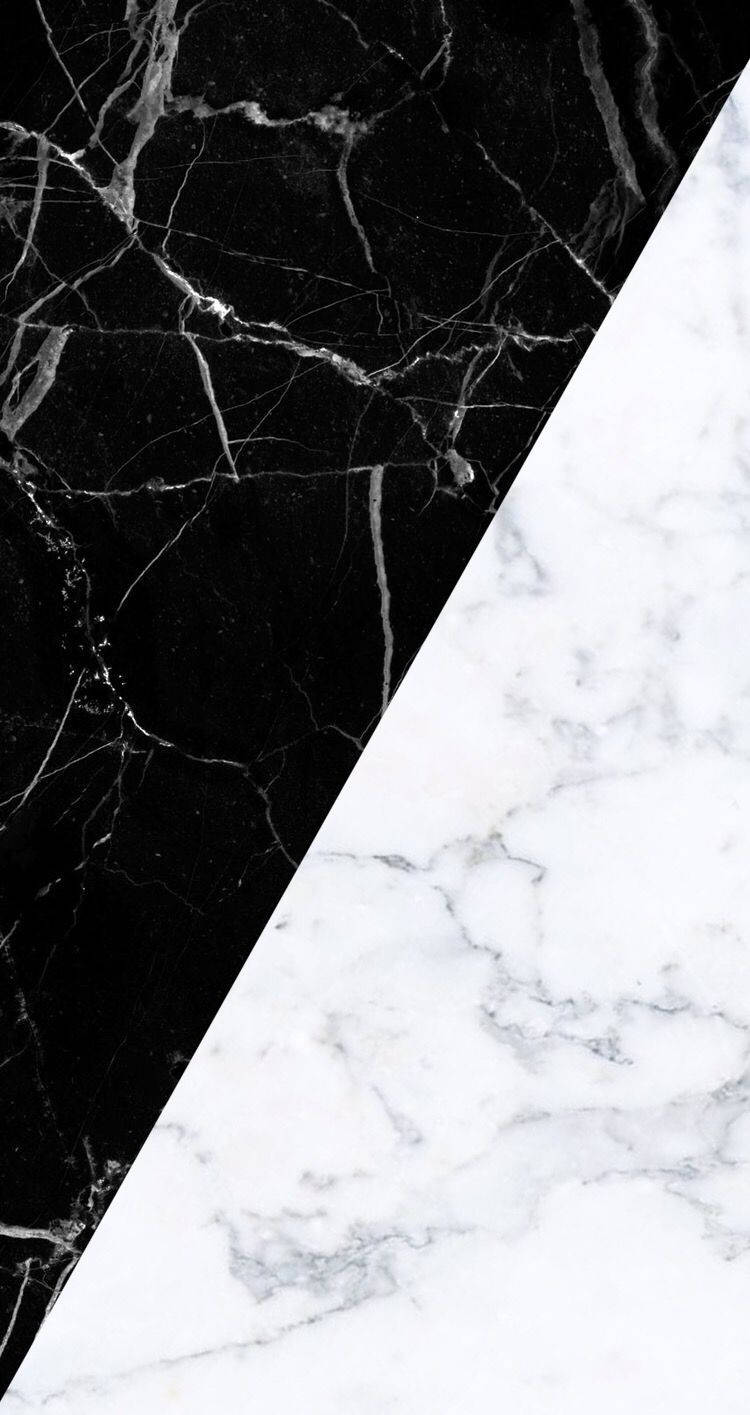 black and white marble, diagonal split, marble textures, HD Phone Wallpaper