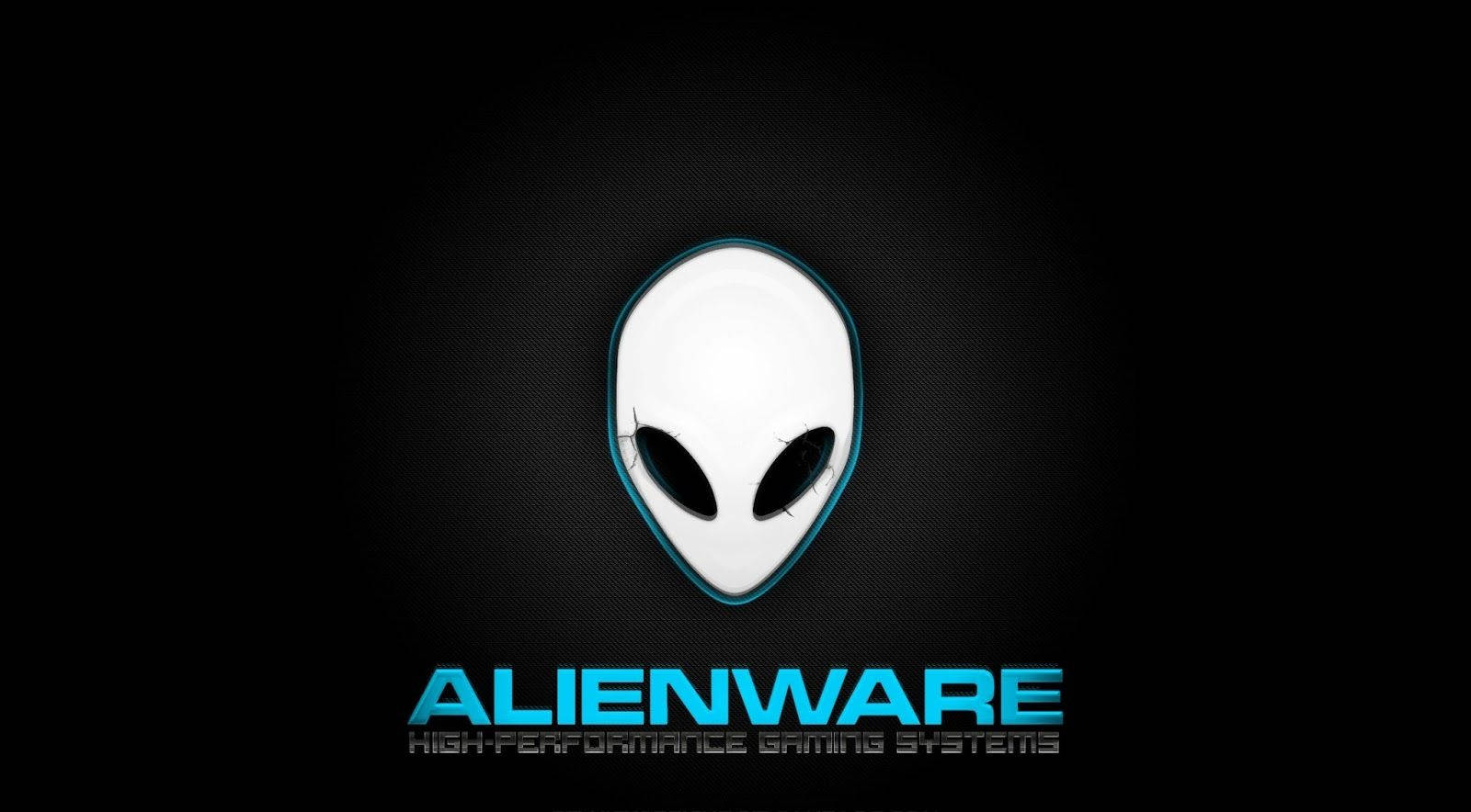 White Alienware, alien head logo, blue outline, HD Desktop Wallpaper