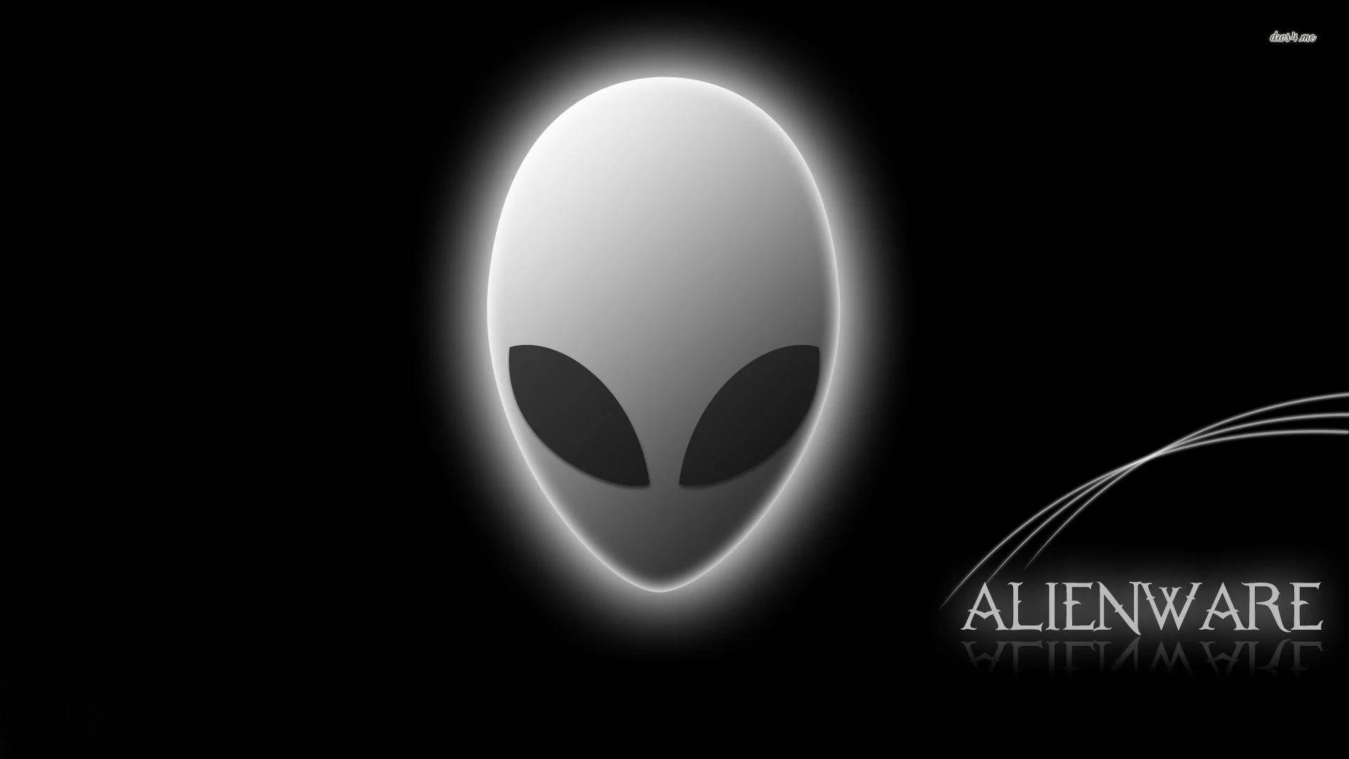 White Alienware, black eyes, glowing white alien head, Full HD Desktop Wallpaper
