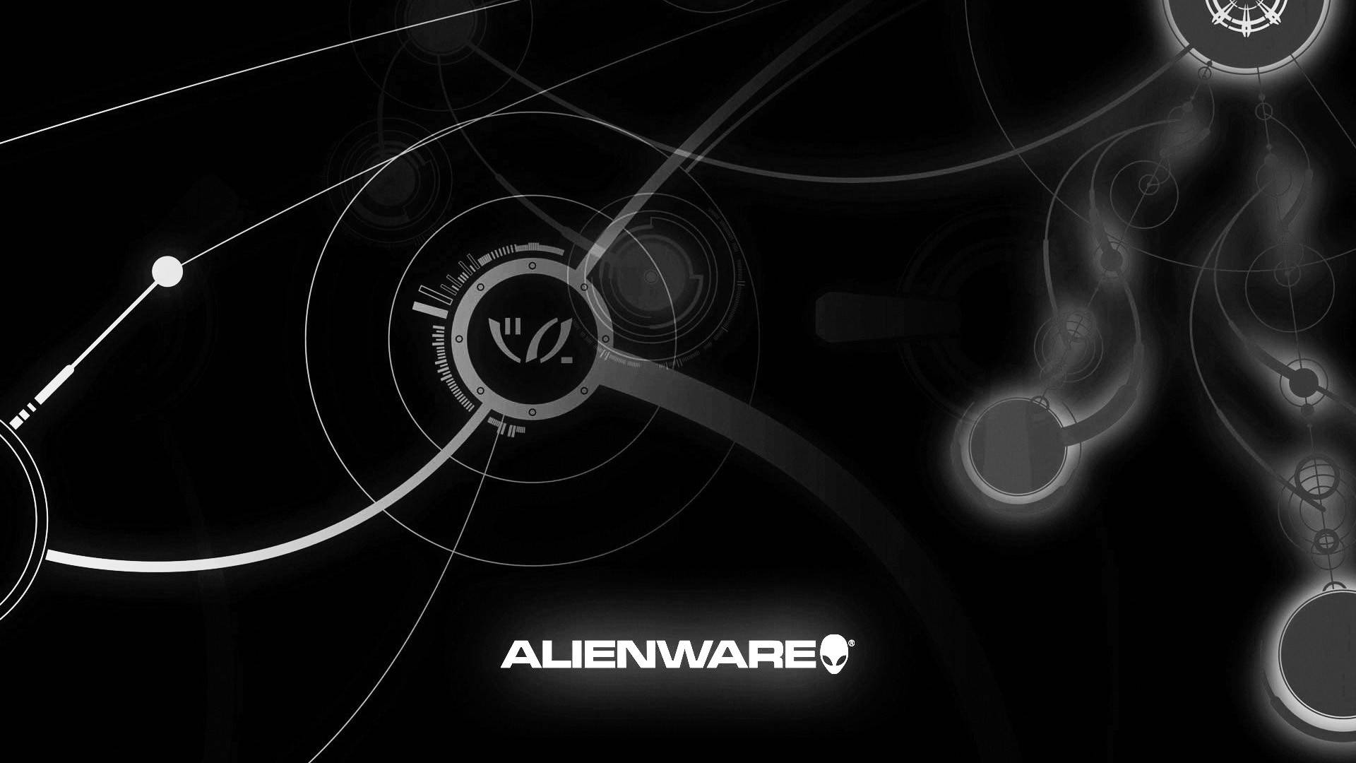 White Alienware, Alienware logo, glowing circuit lines, Full HD Desktop Wallpaper