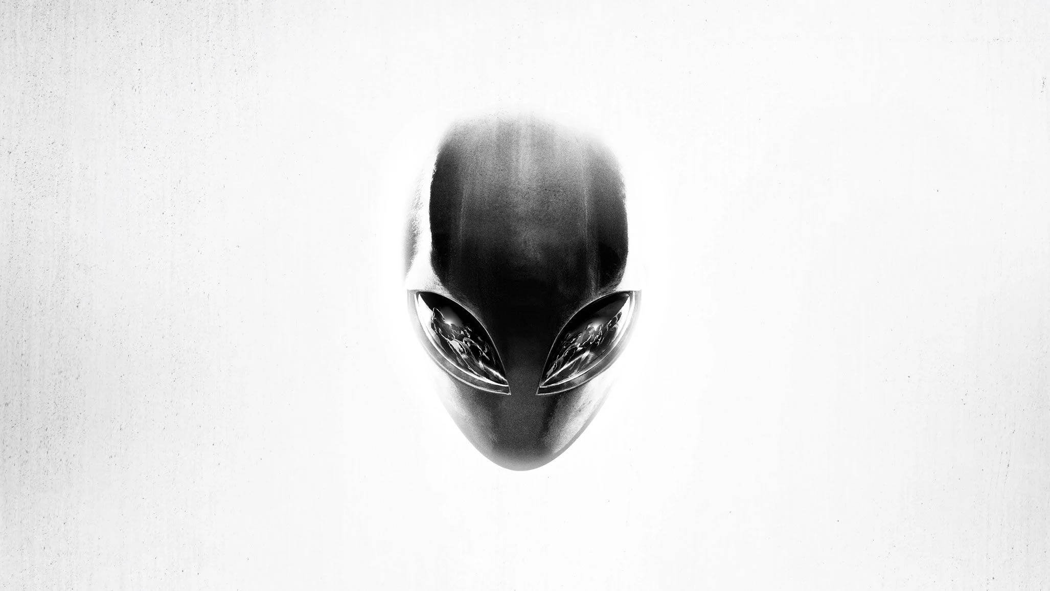 White Alienware, black head, reflective eyes, Full HD Desktop Wallpaper