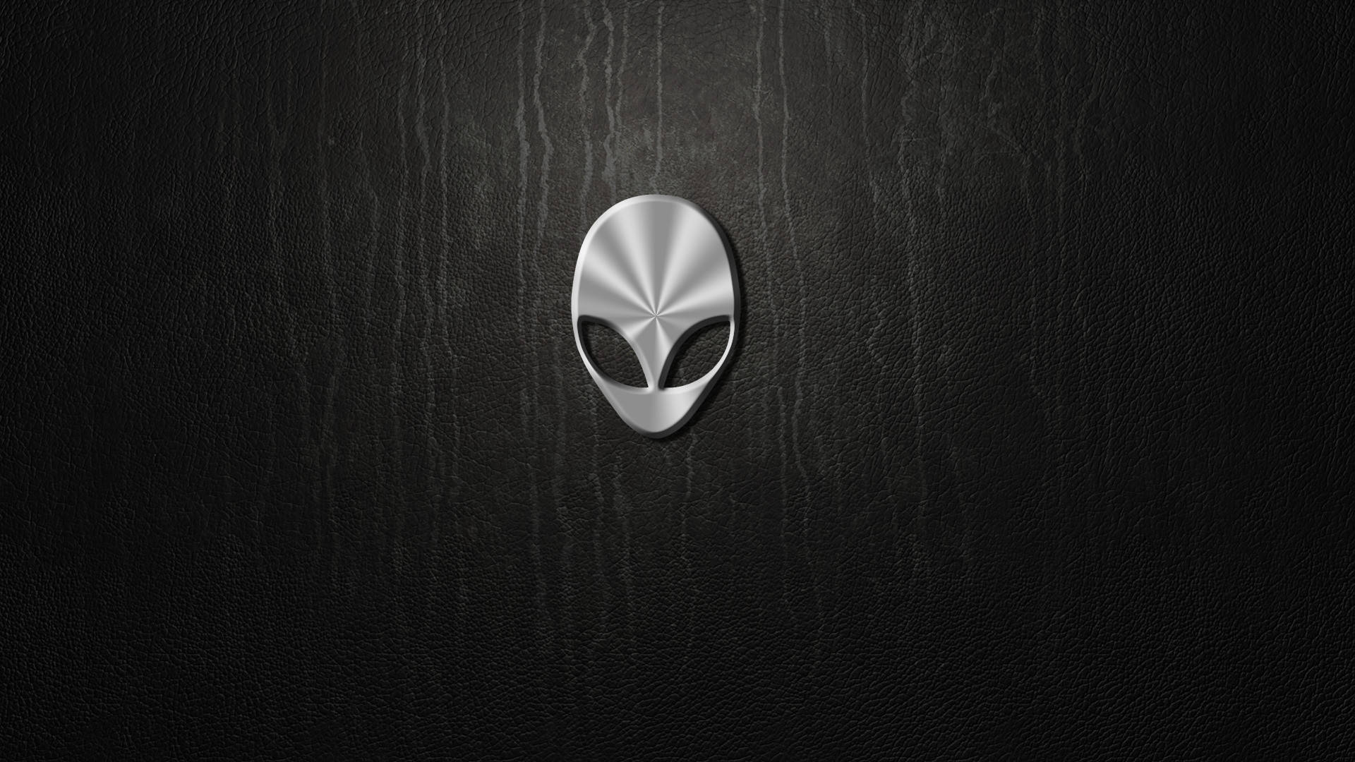 White Alienware, alien head logo, textured black leather, Full HD Desktop Wallpaper