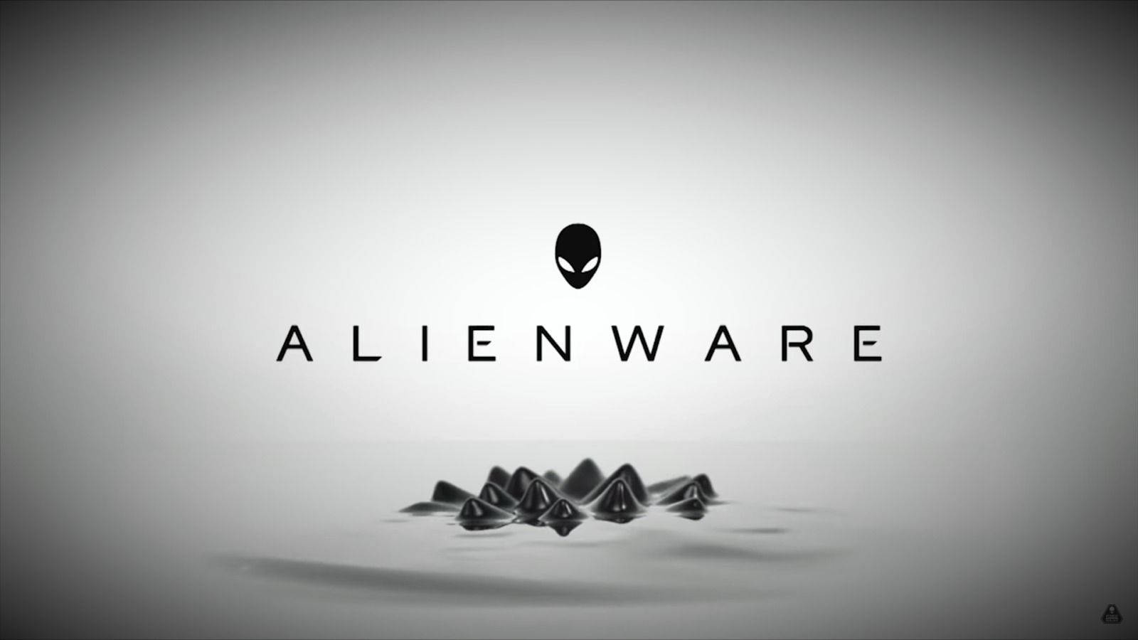 White Alienware, black water, minimalist black and white logo, HD Desktop Wallpaper