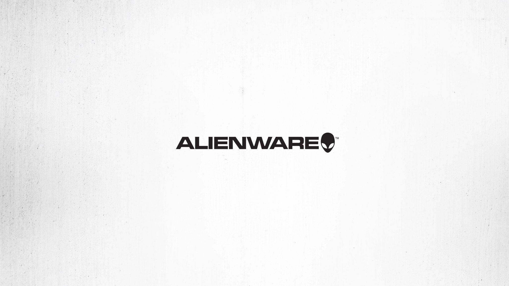 White Alienware, Alienware logo, textured white background, Full HD Desktop Wallpaper