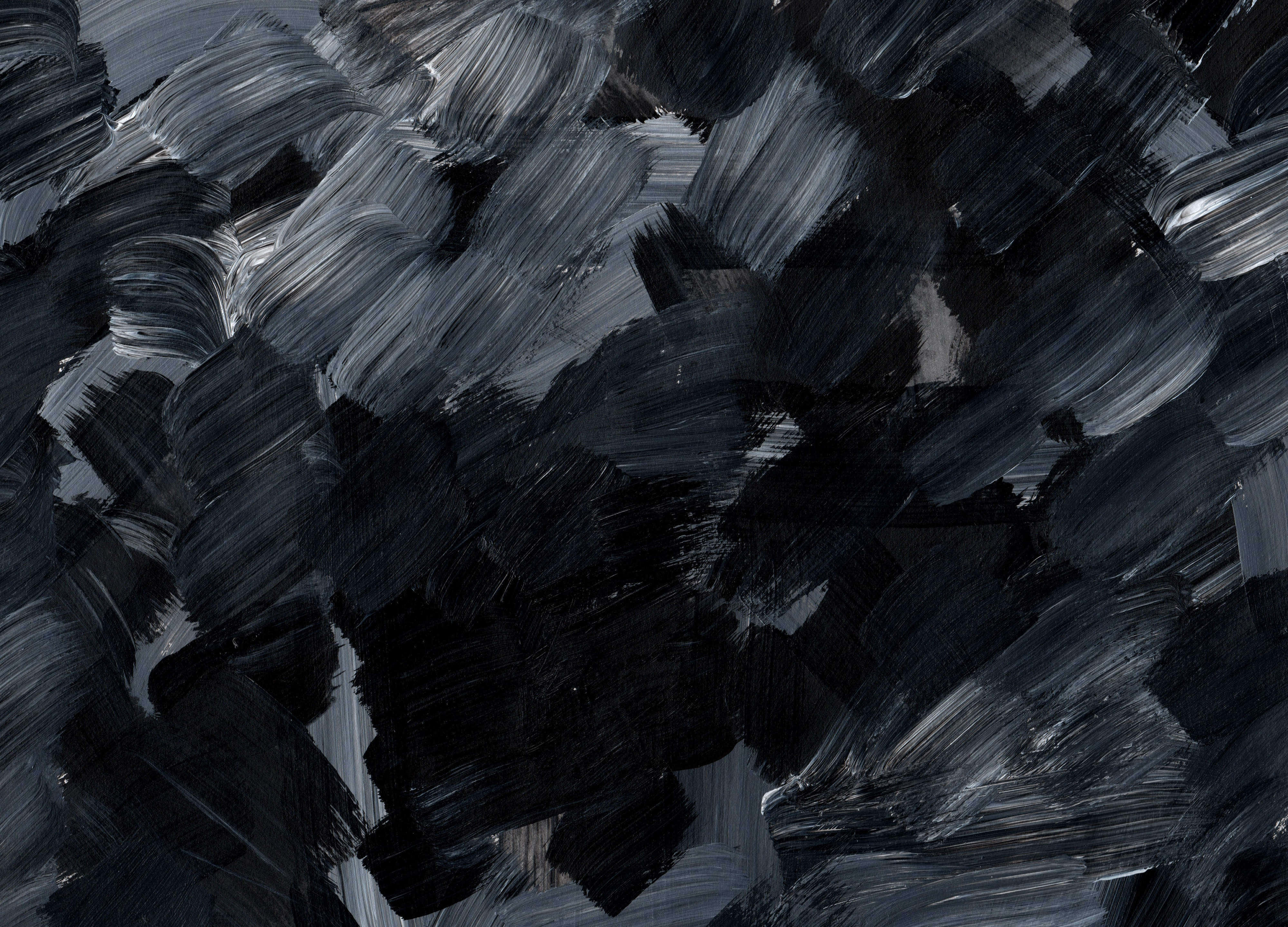 black and white texture, abstract brushstrokes, deep black, 4K Desktop Wallpaper