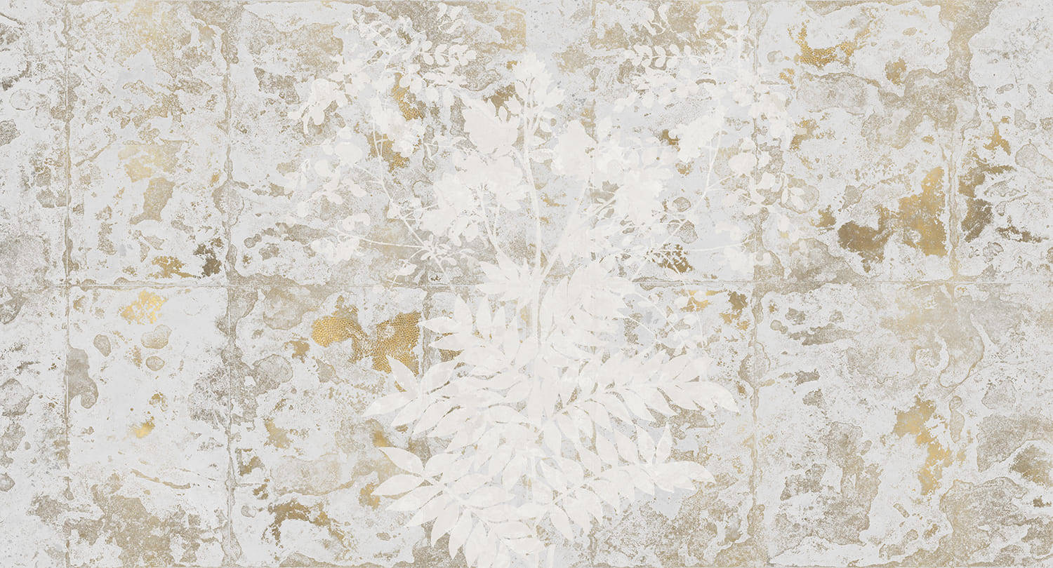 white and gold, distressed white and gold leaf patterns, muted beige background, HD Desktop Wallpaper